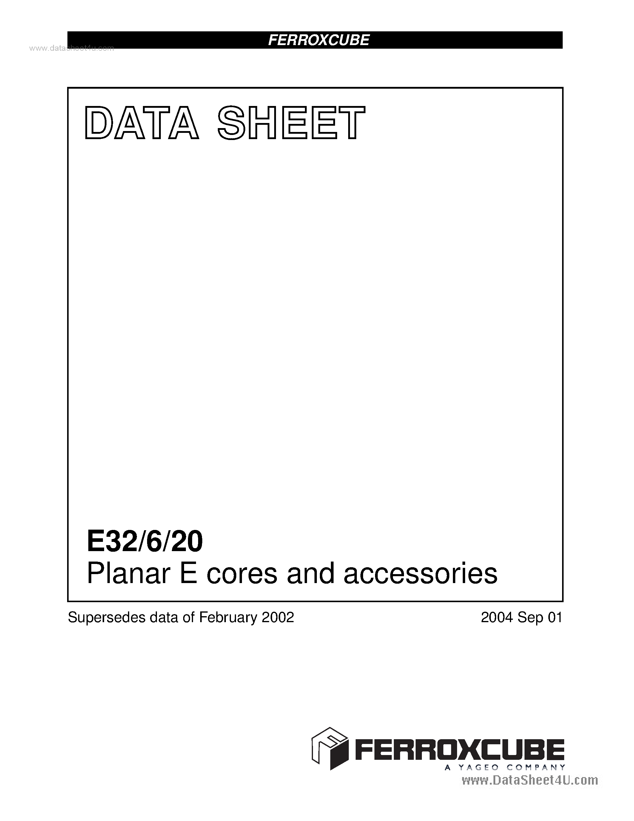 Datasheet E32 - Planar E cores and accessories page 1