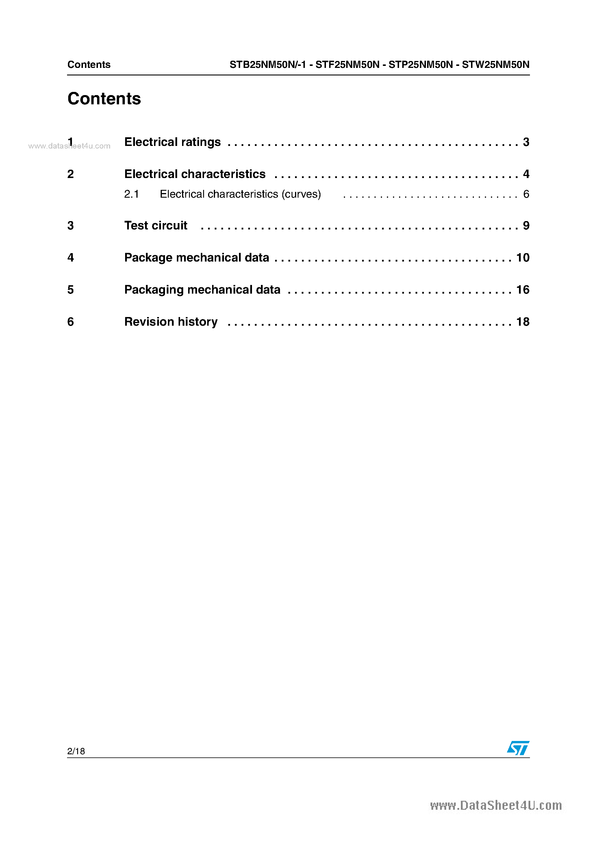 Даташит STP25NM50N - N-channel Power MOSFET страница 2