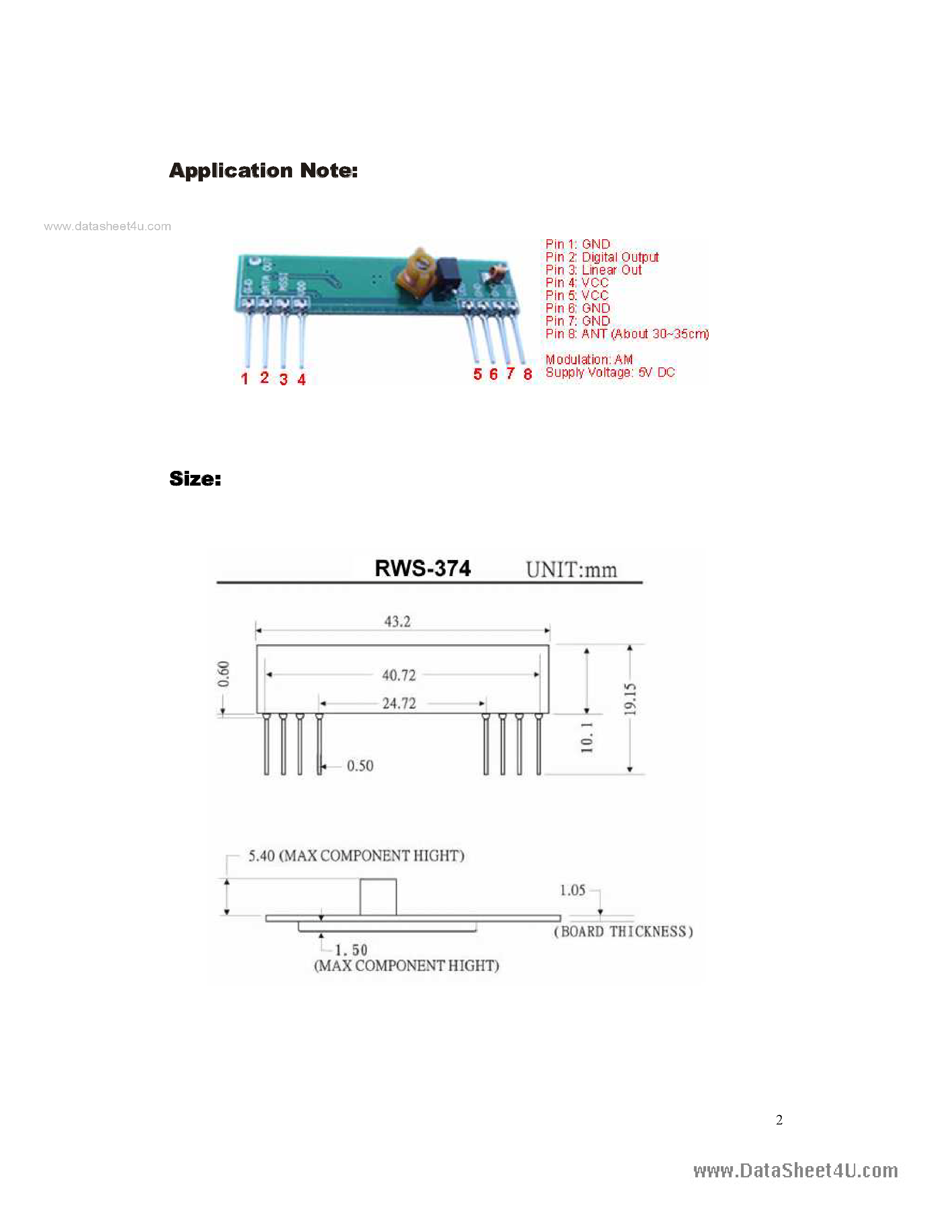 Даташит RWS-374-6 - Receiver Module страница 2