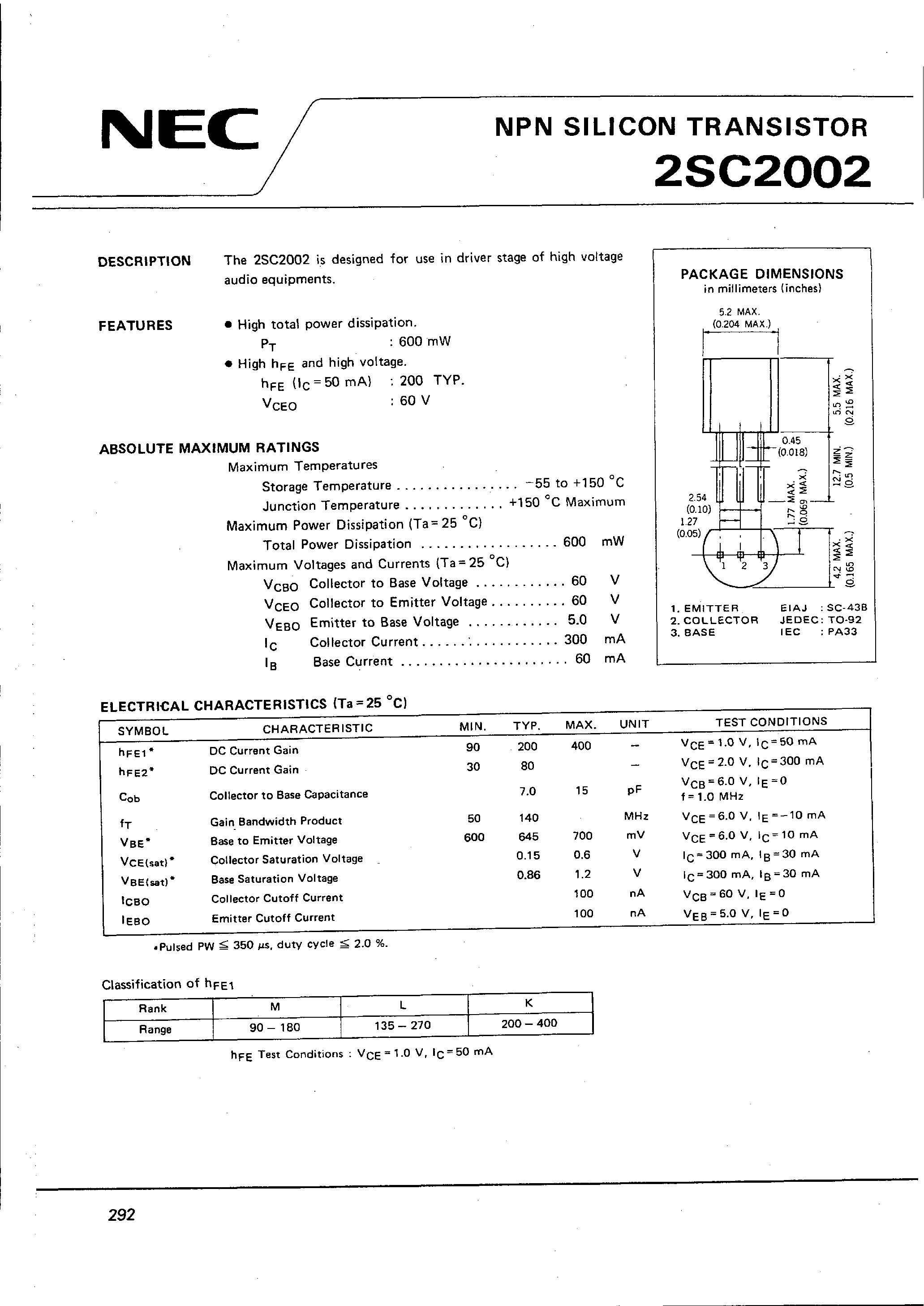 Datasheet C2002 - Search -----> 2SC2002 page 1