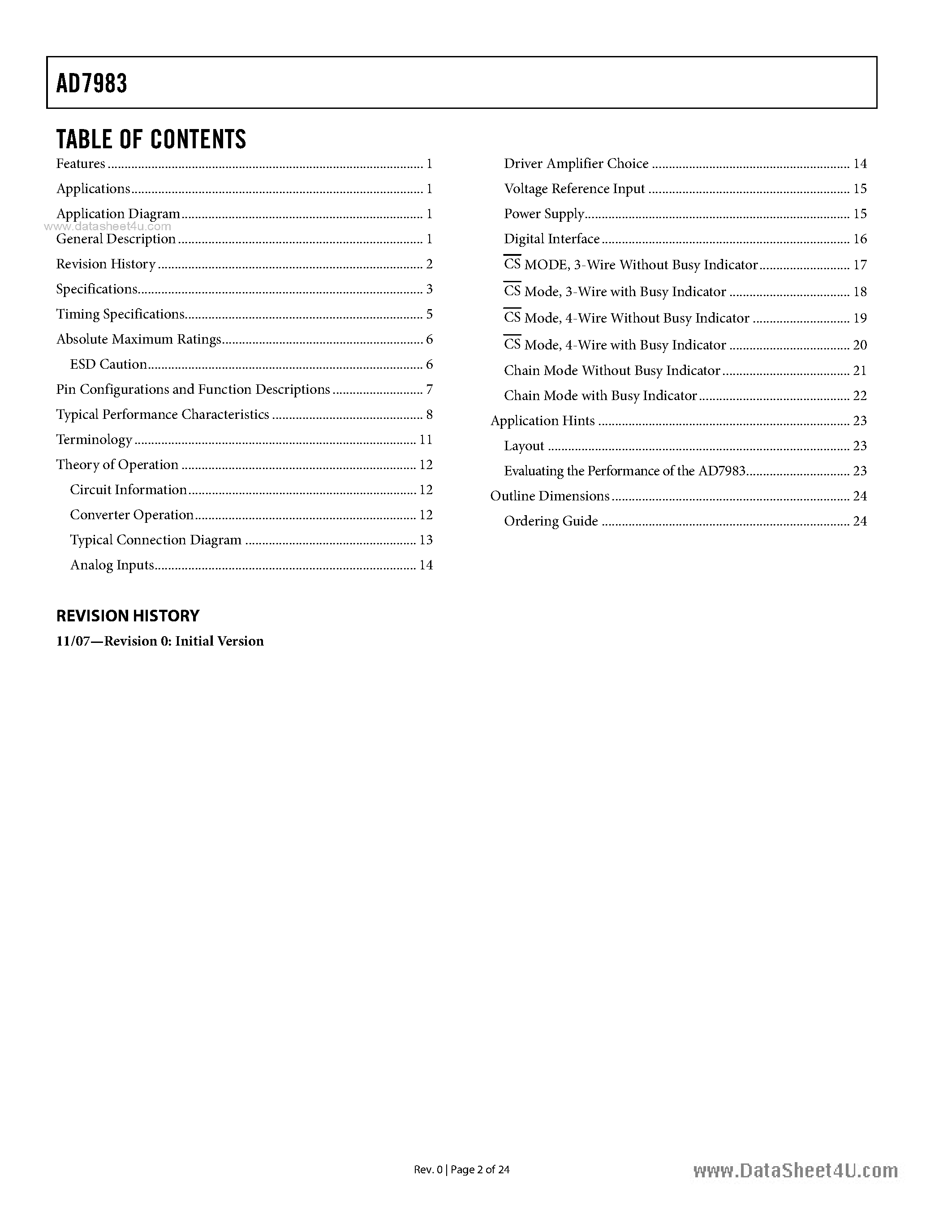 Datasheet AD7983 - 1.33 MSPS PulSAR ADC page 2