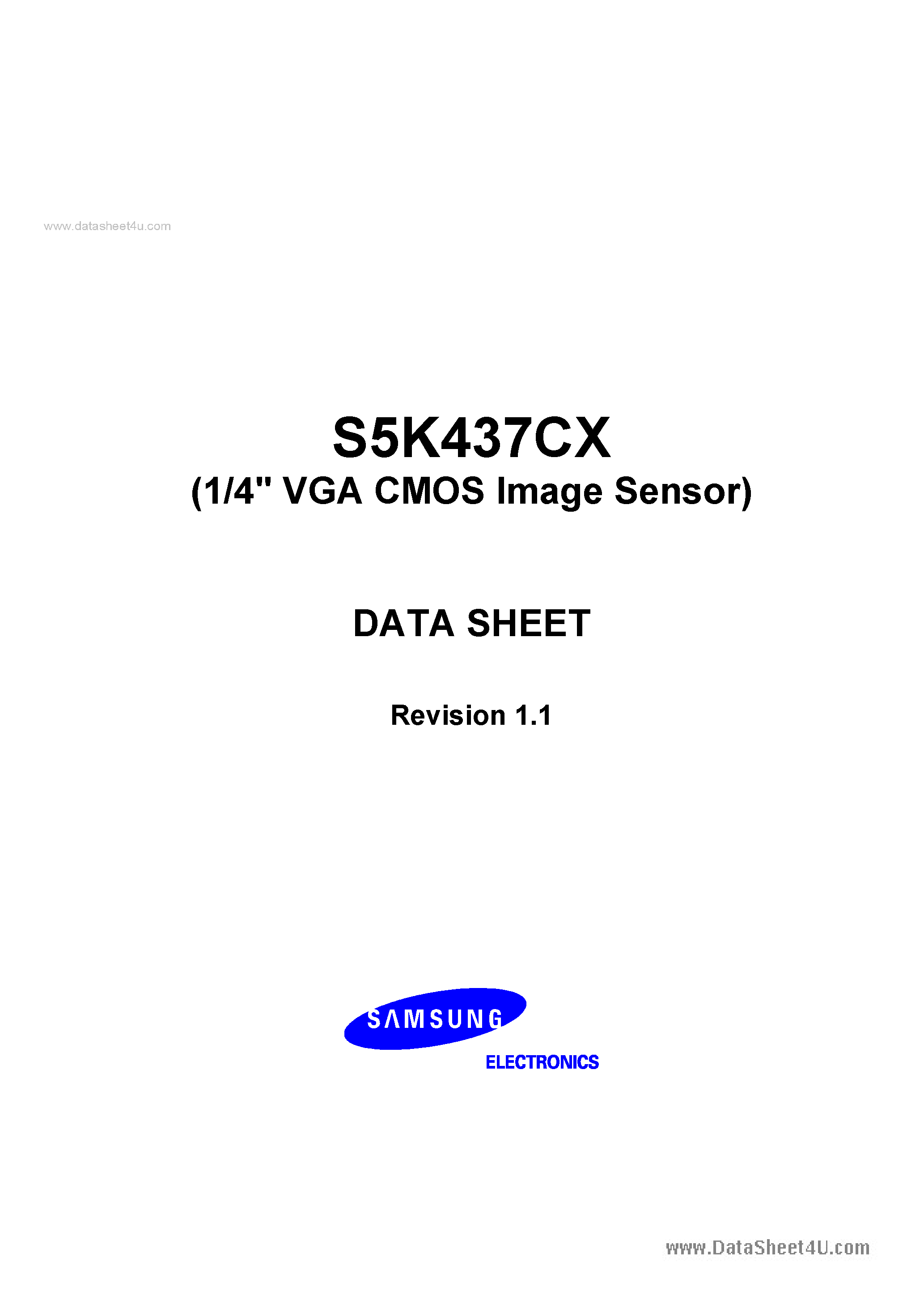 Даташит S5K437Cx - 1/4 Optical Size 640x480 (VGA) 2.8V CMOS Image Sensor страница 1