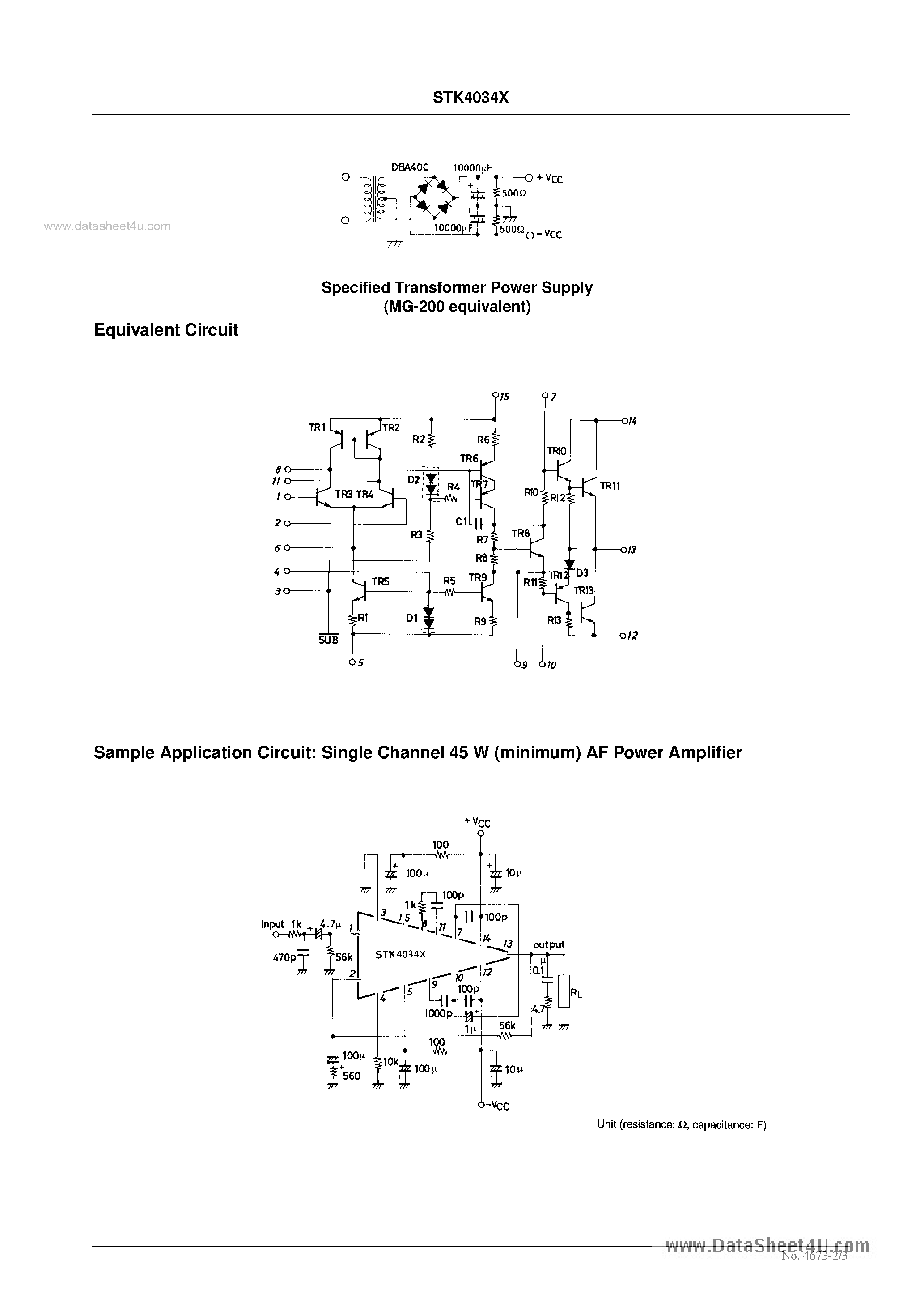 Datasheet STK4034X - AF Power Amplifier page 2