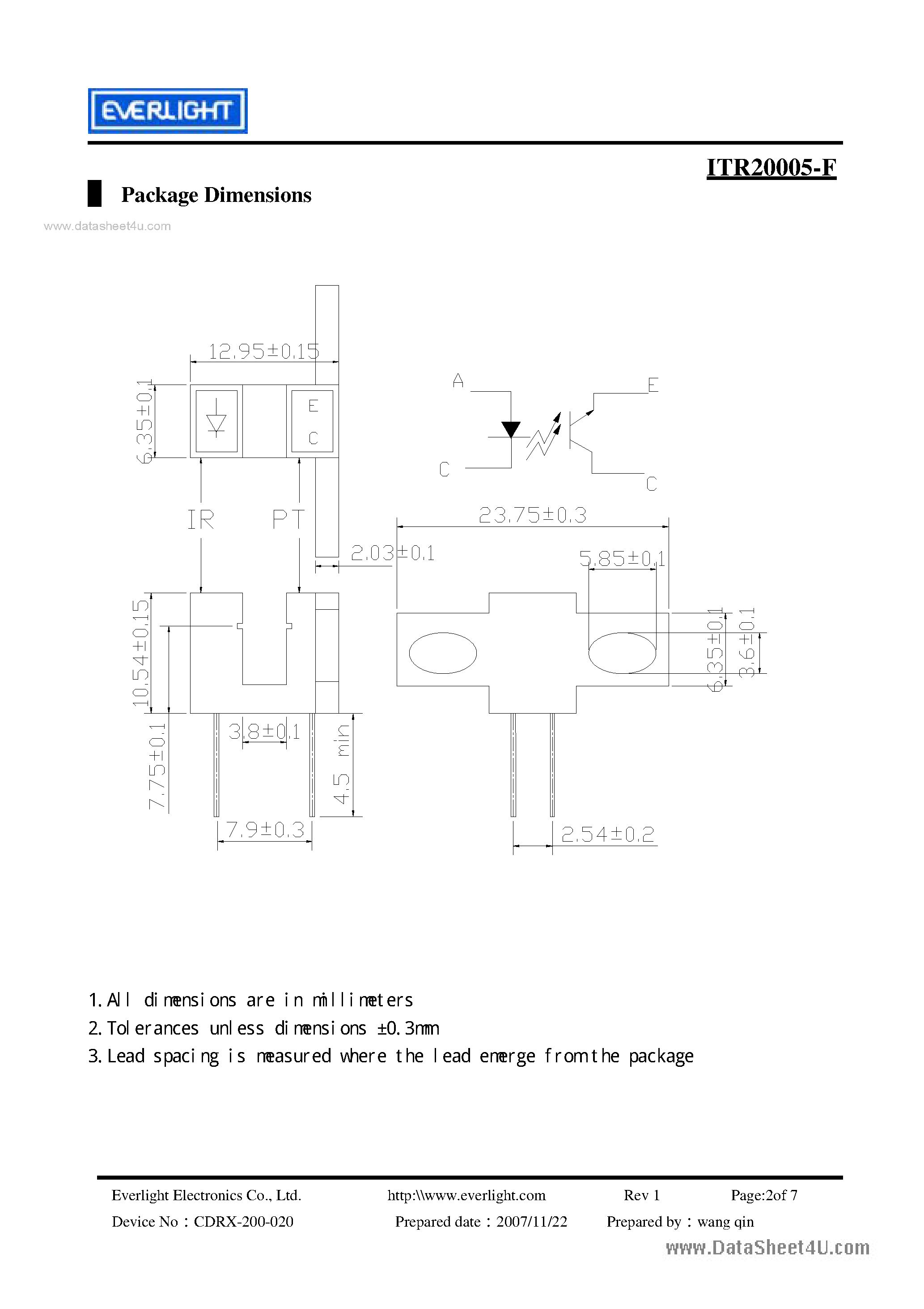 Даташит ITR20005-F - Opto Interrupter страница 2