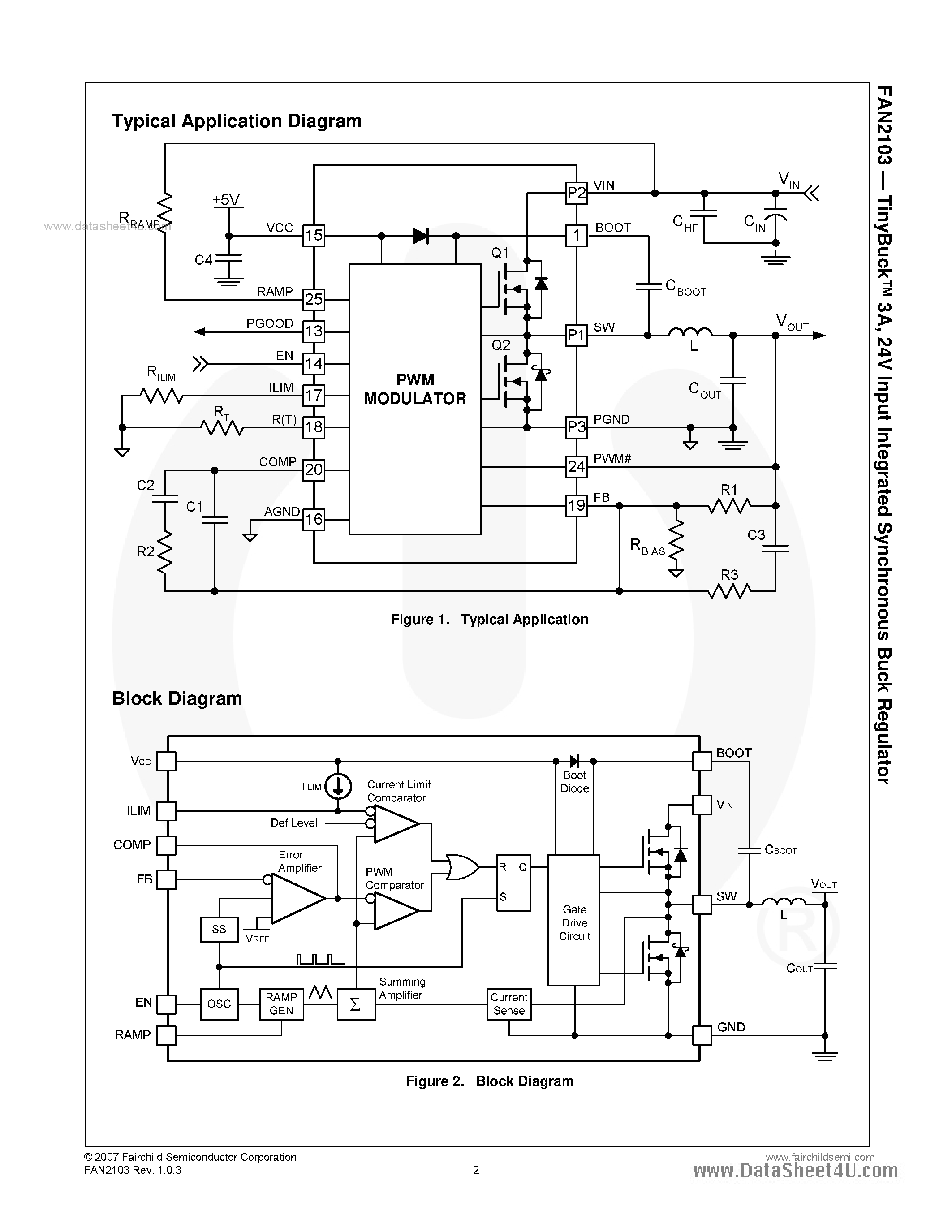 Даташит FAN2103 - 24V Input Integrated Synchronous Buck Regulator страница 2