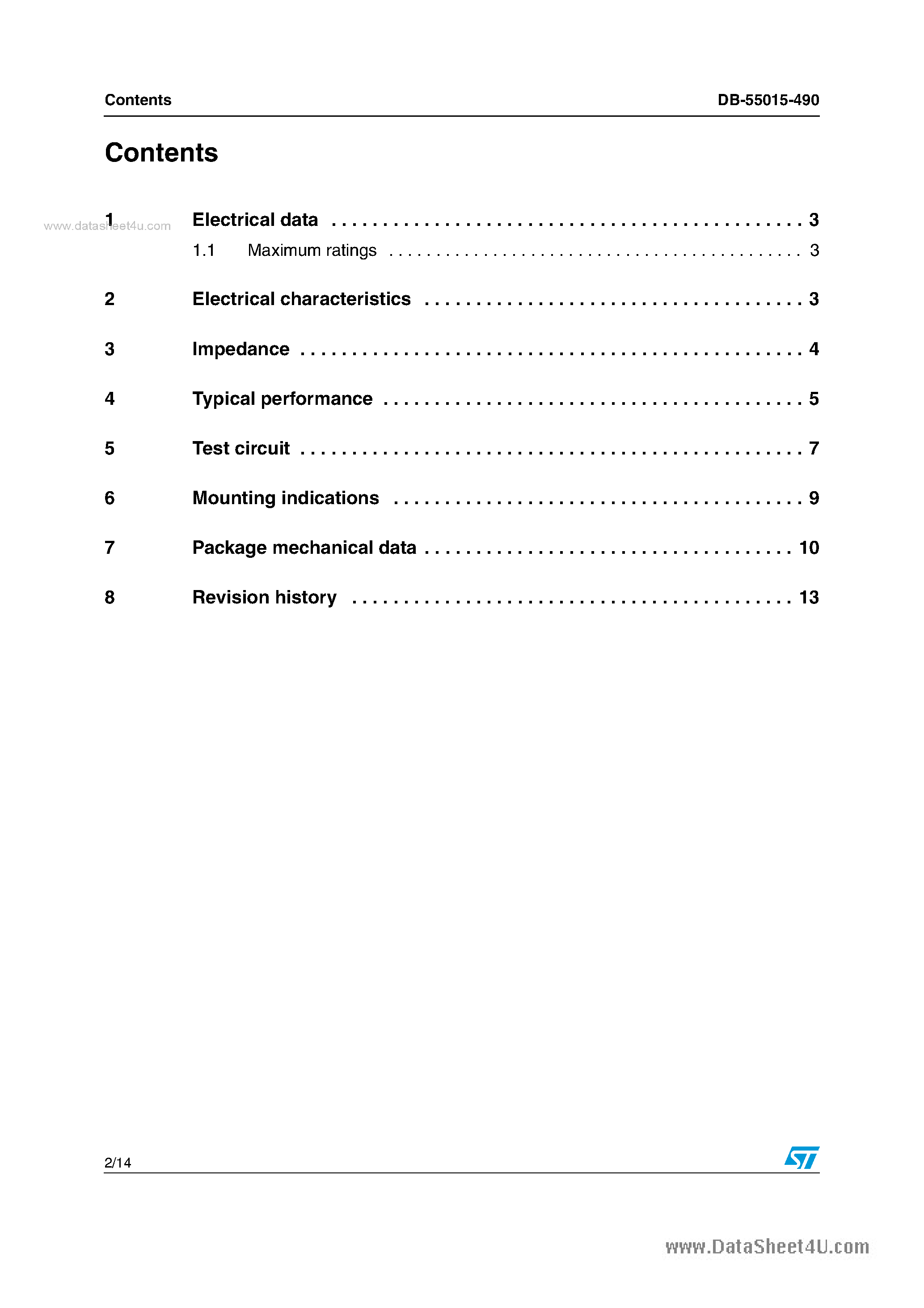 Datasheet DB-55015-490 - RF power amplifier using 1 x PD55015-E N-channel enhancement-mode lateral MOSFETs page 2