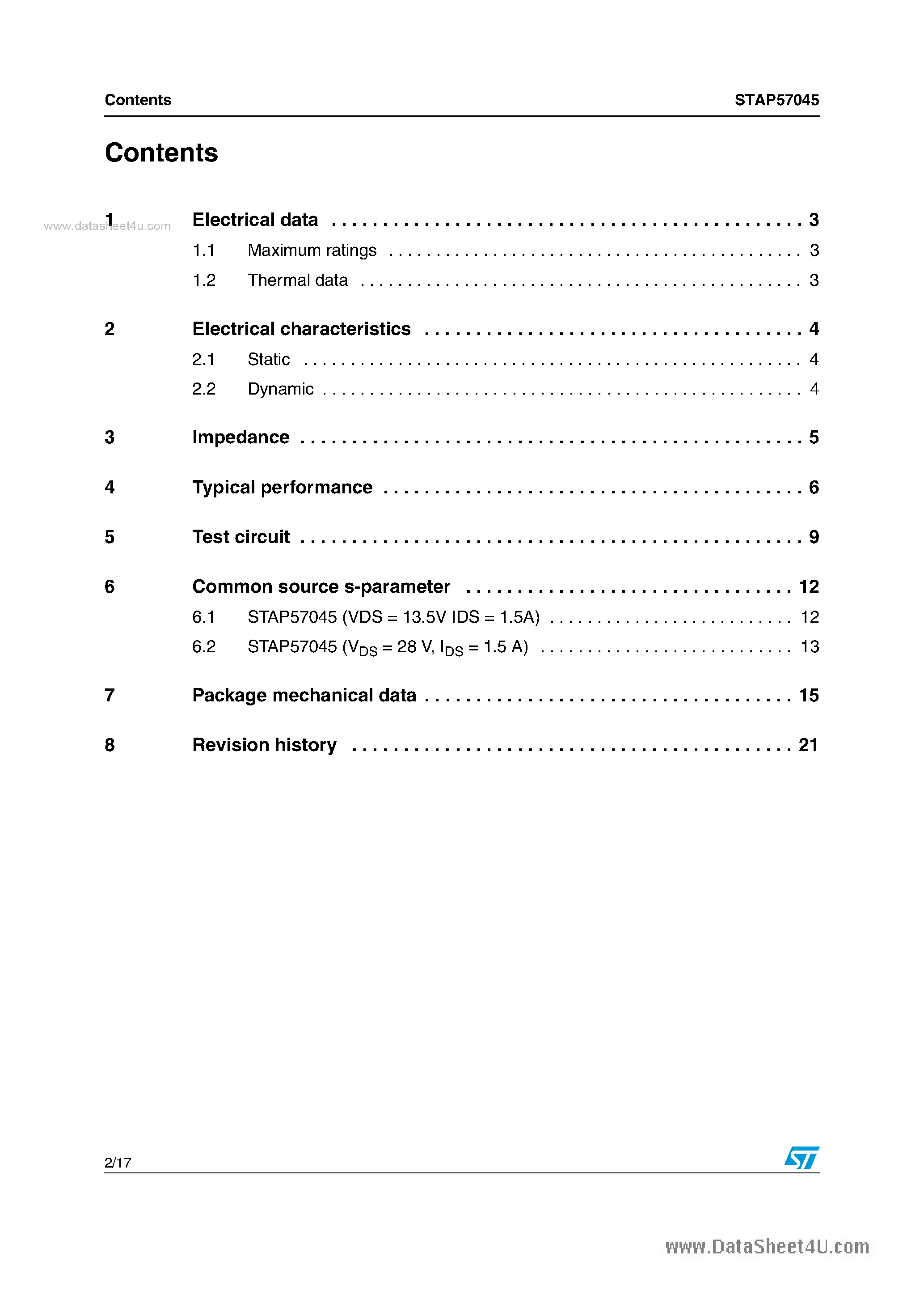 Даташит STAP57045 - RF power transistor страница 2