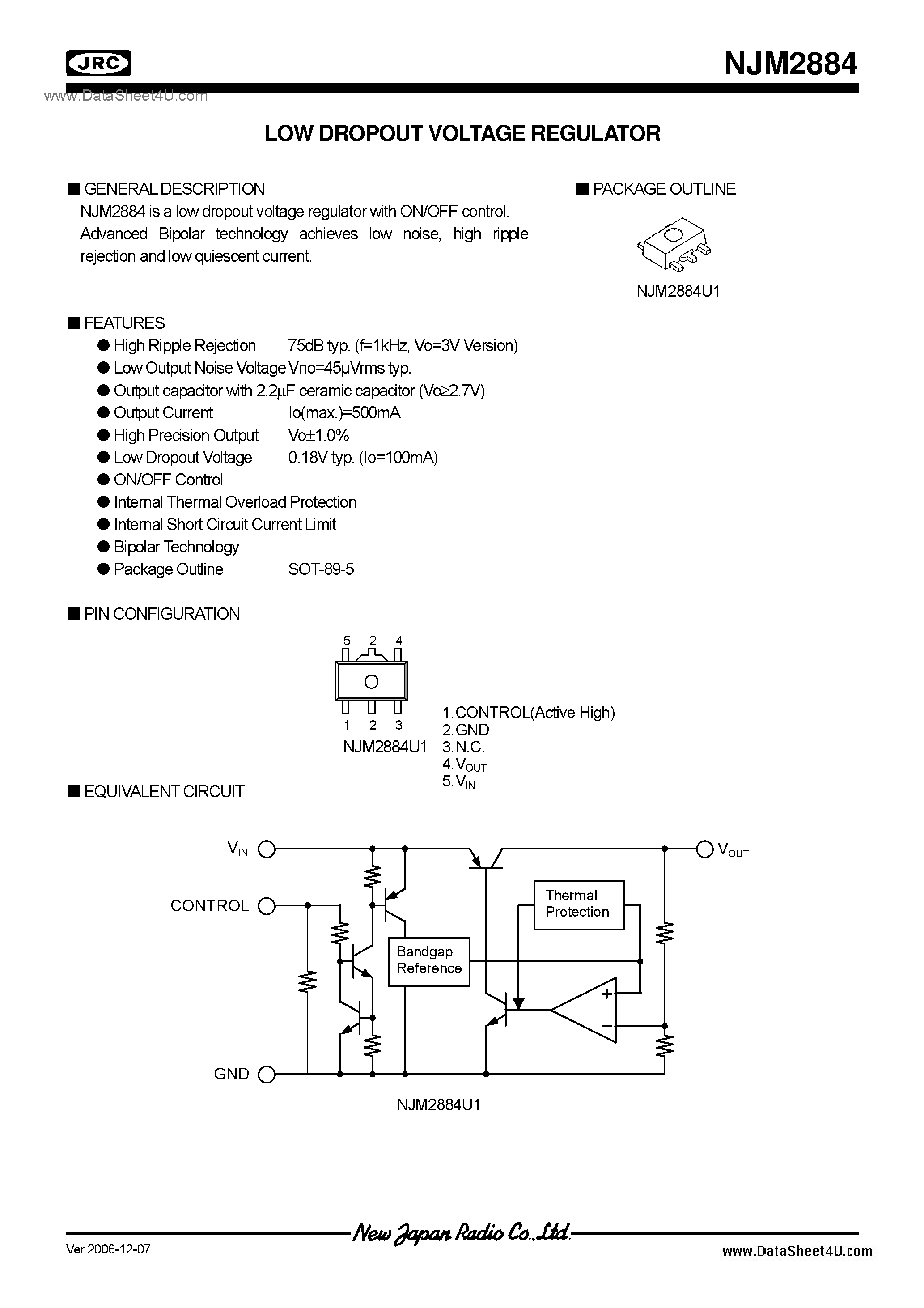 Даташит NJM2884 - 2.1 страница 1