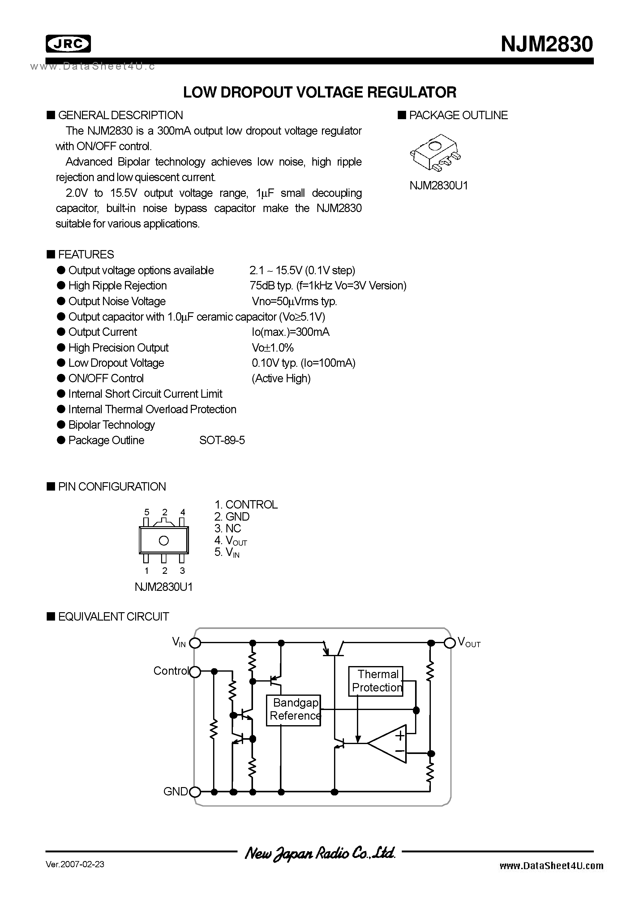 Даташит NJM2830 - 2.1 страница 1