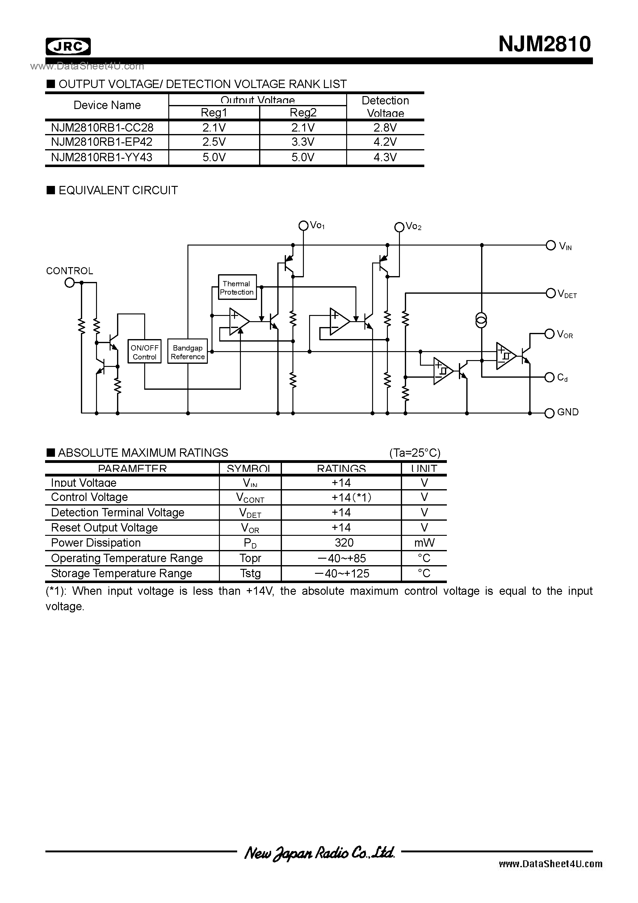 Даташит NJM2810 - 2.1 страница 2