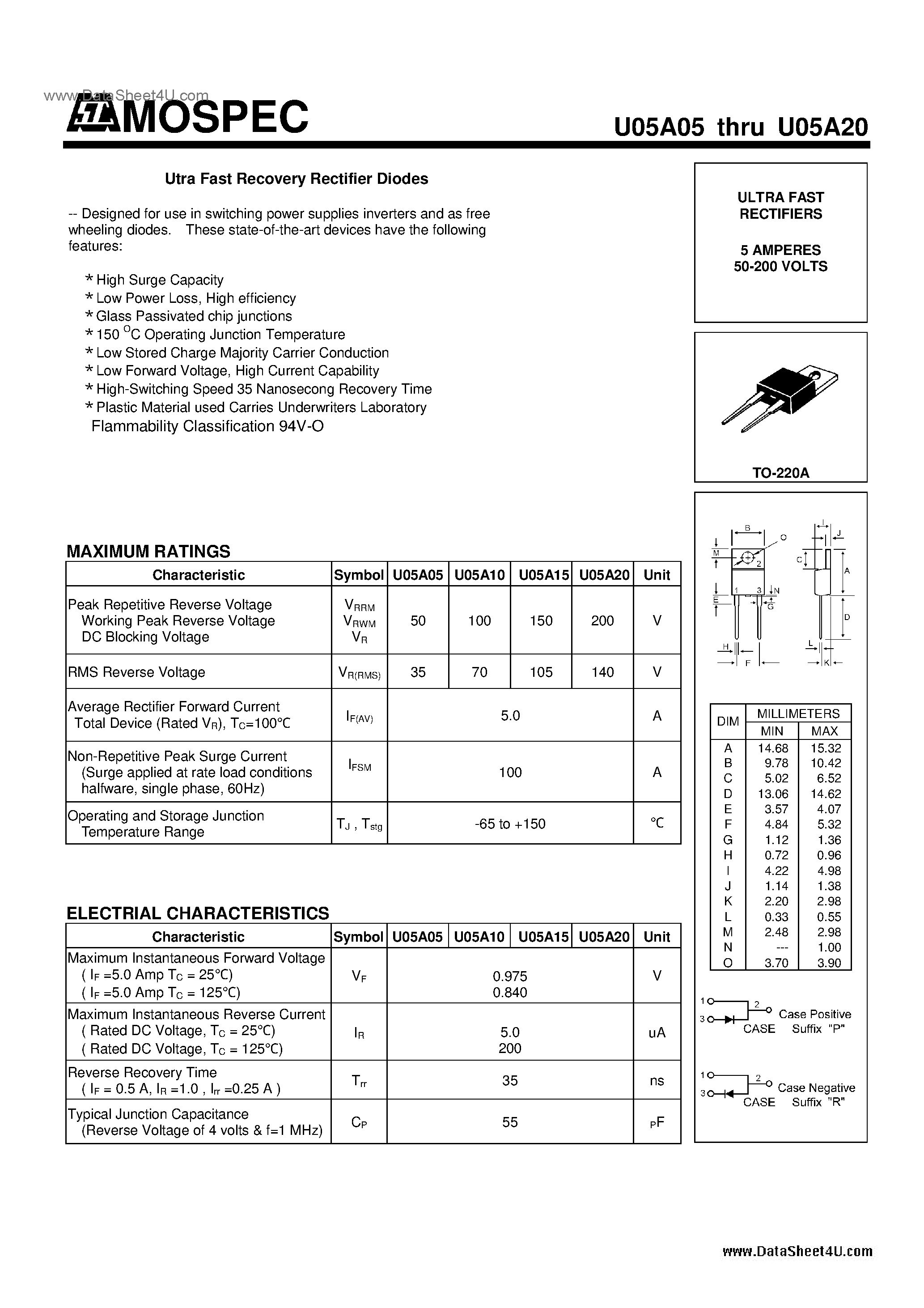 S10C40C Datasheet (PDF) - Mospec Semiconductor