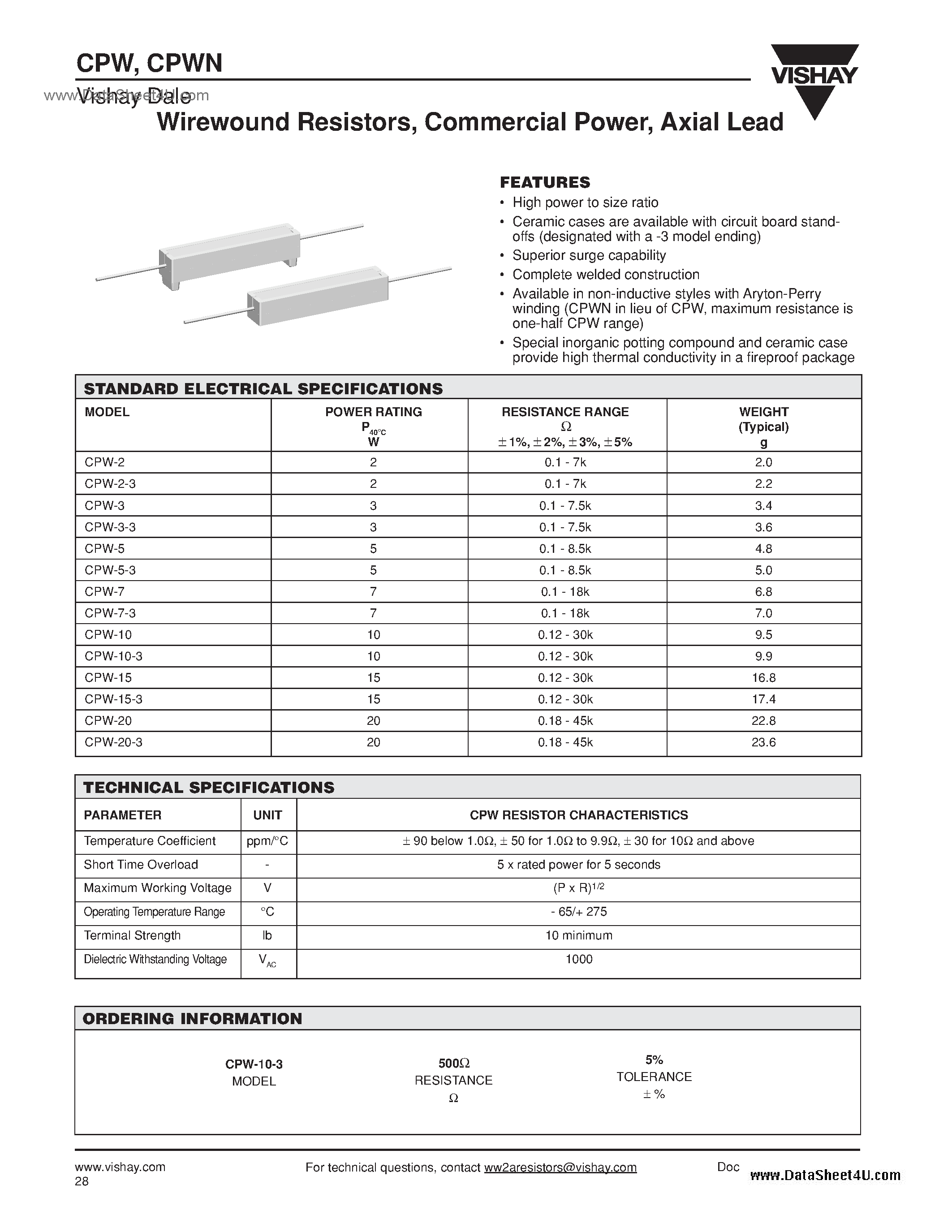 Datasheet CPW - High Thermal Conductivity And Humidity Resistance page 1