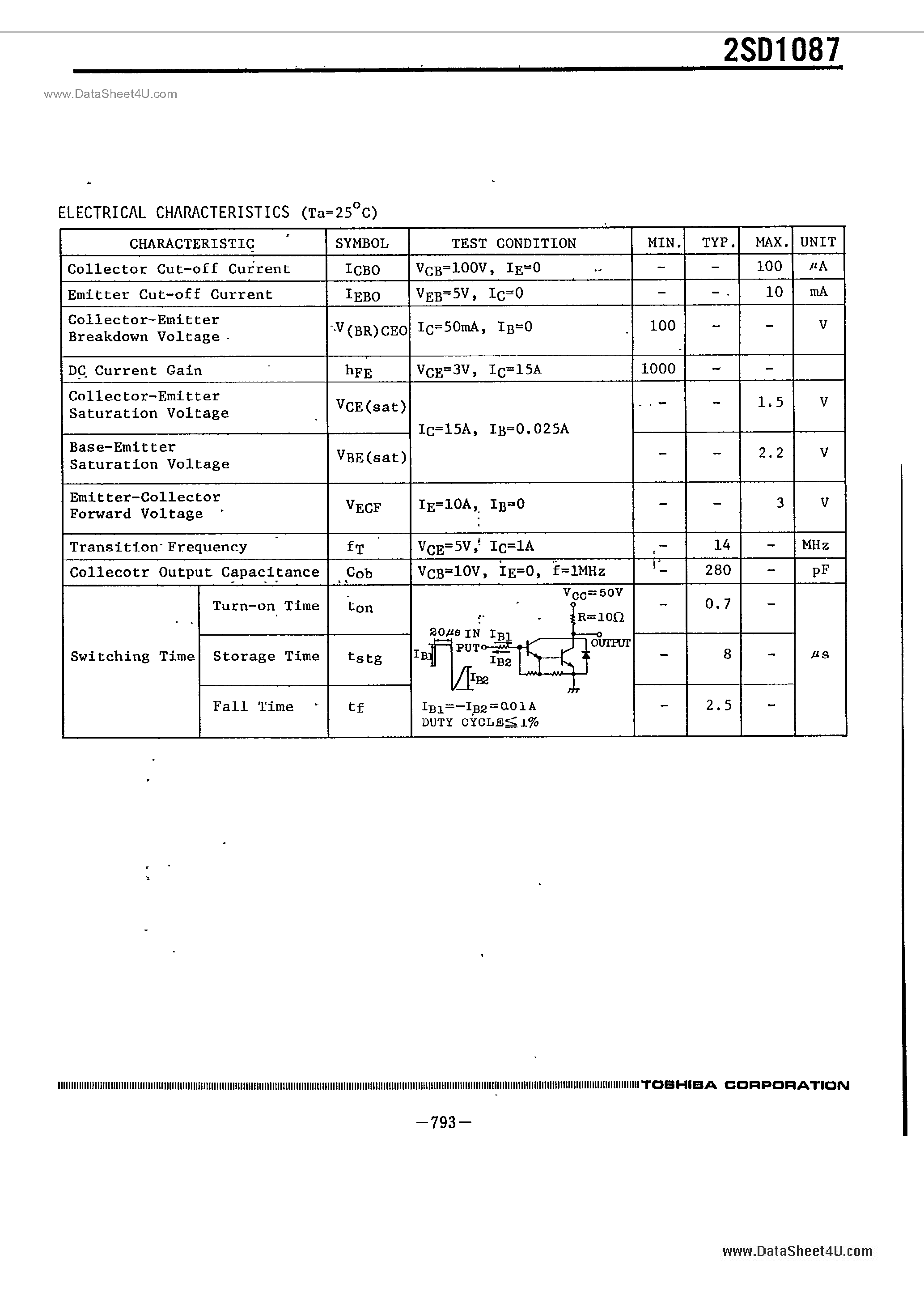 Datasheet 2SD1087 - Silicon NPN Triple Diffused Darlington Power Transistor page 2