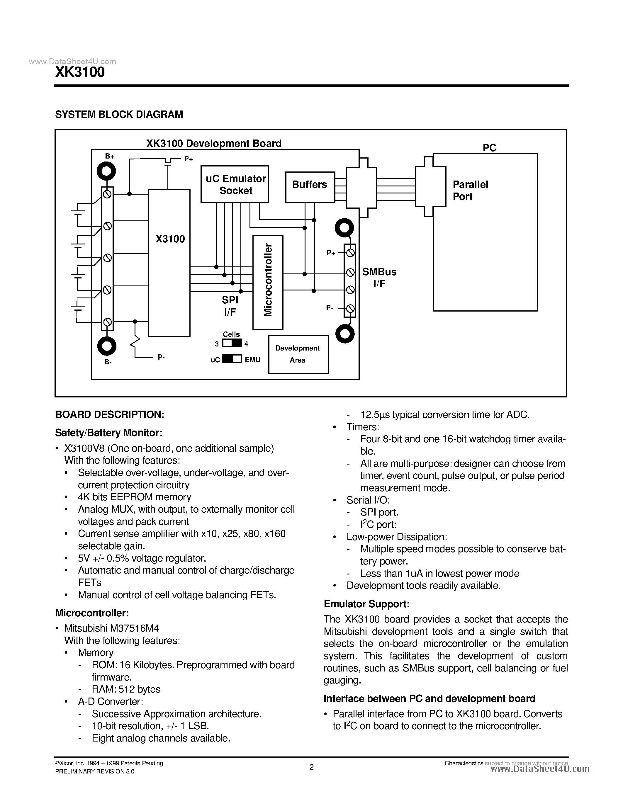 Datasheet XK3100 - 3 or 4 Cell Li-ion Battery System Development Kit page 2