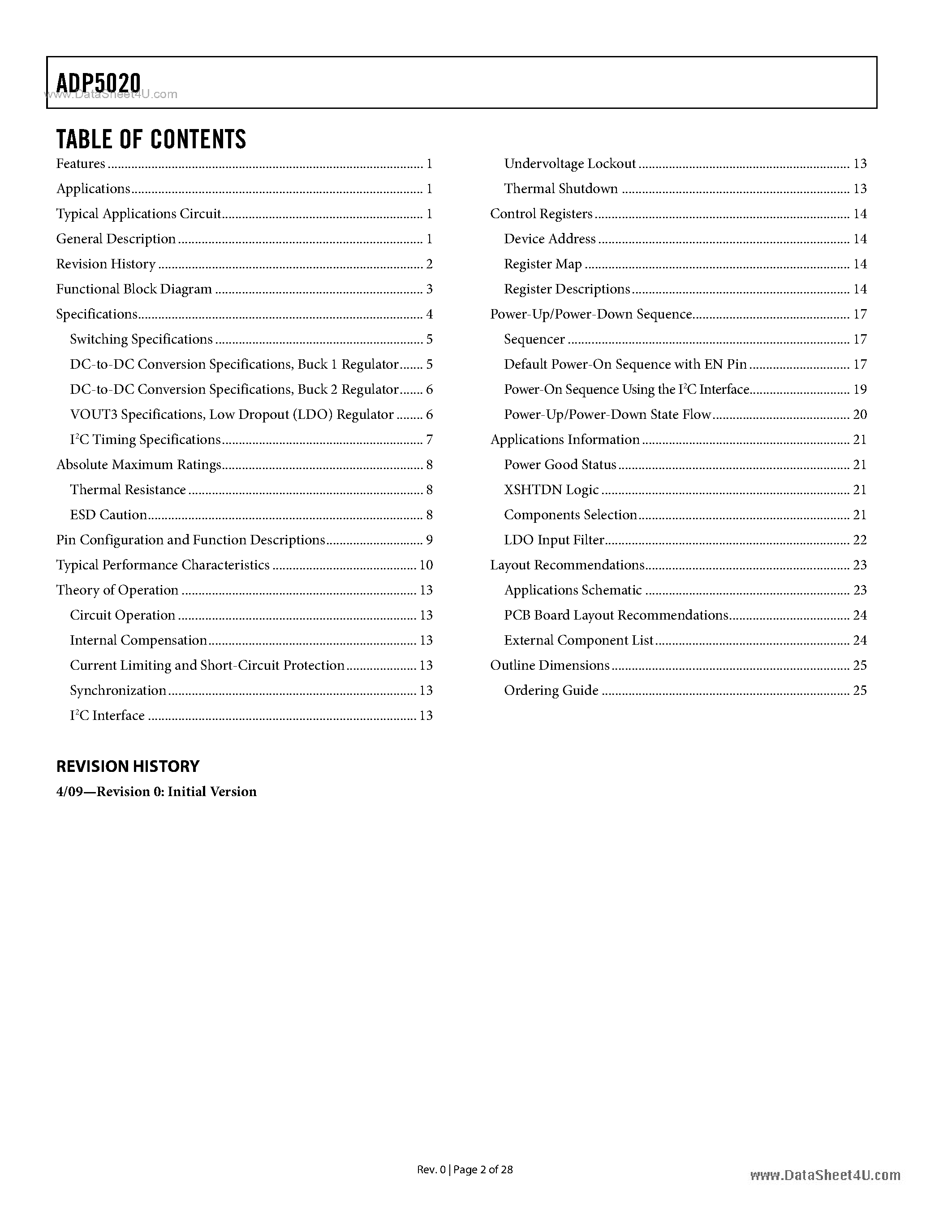 Datasheet ADP5020 - Power Management Unit page 2