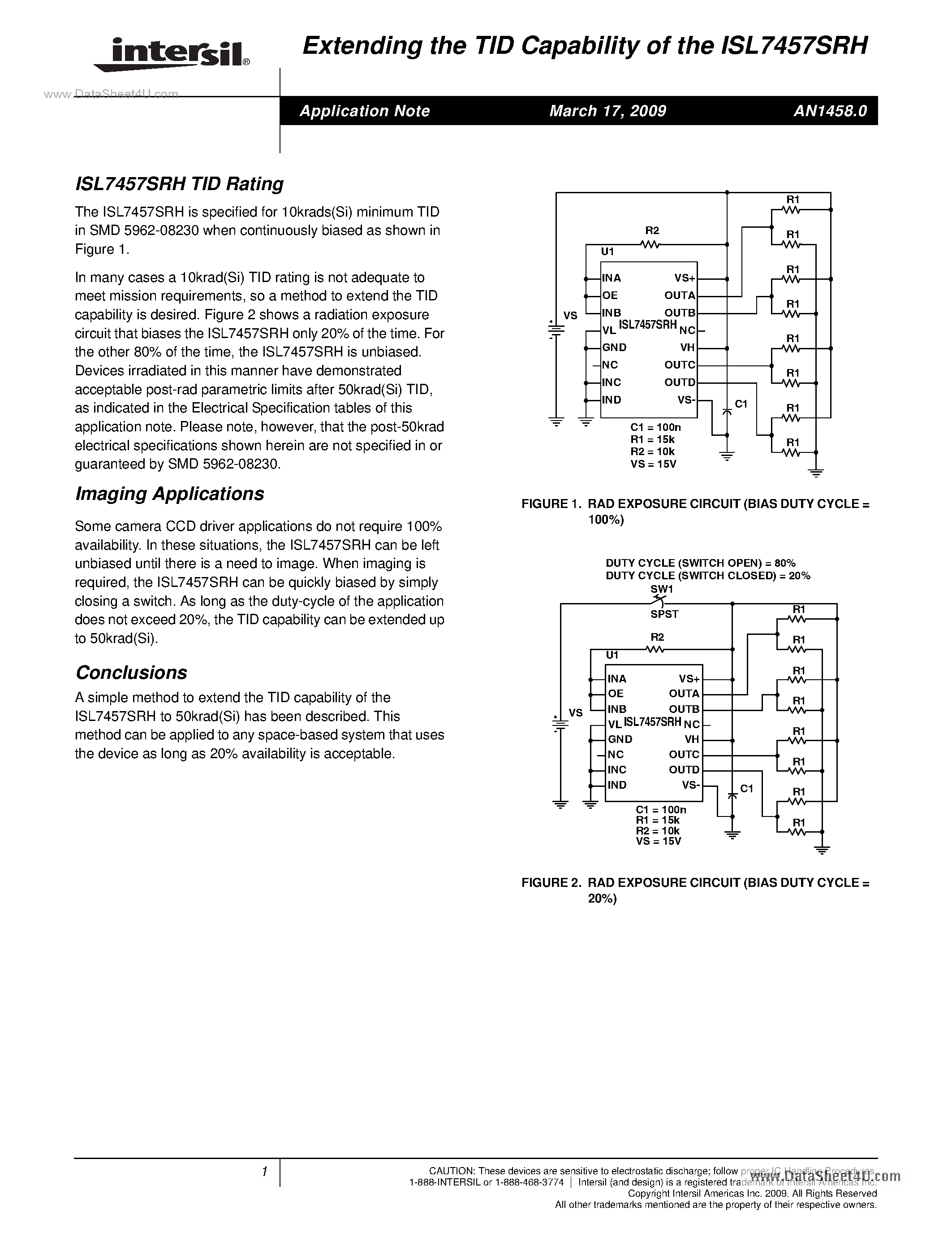 Datasheet ISL7457SRH - Quad CMOS Driver page 1