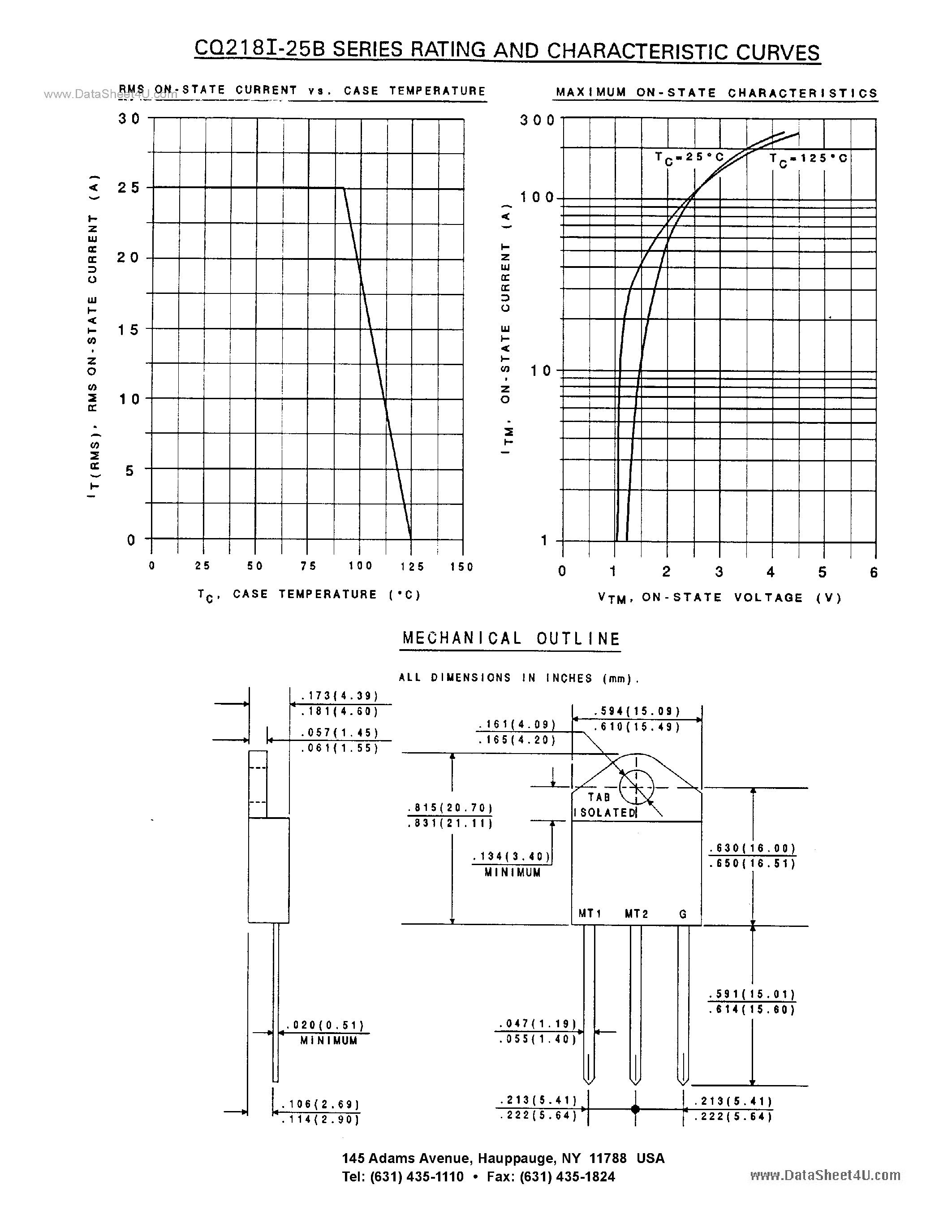 Даташит CQ218I-25 - ISOLATED TAB TRIAC страница 2