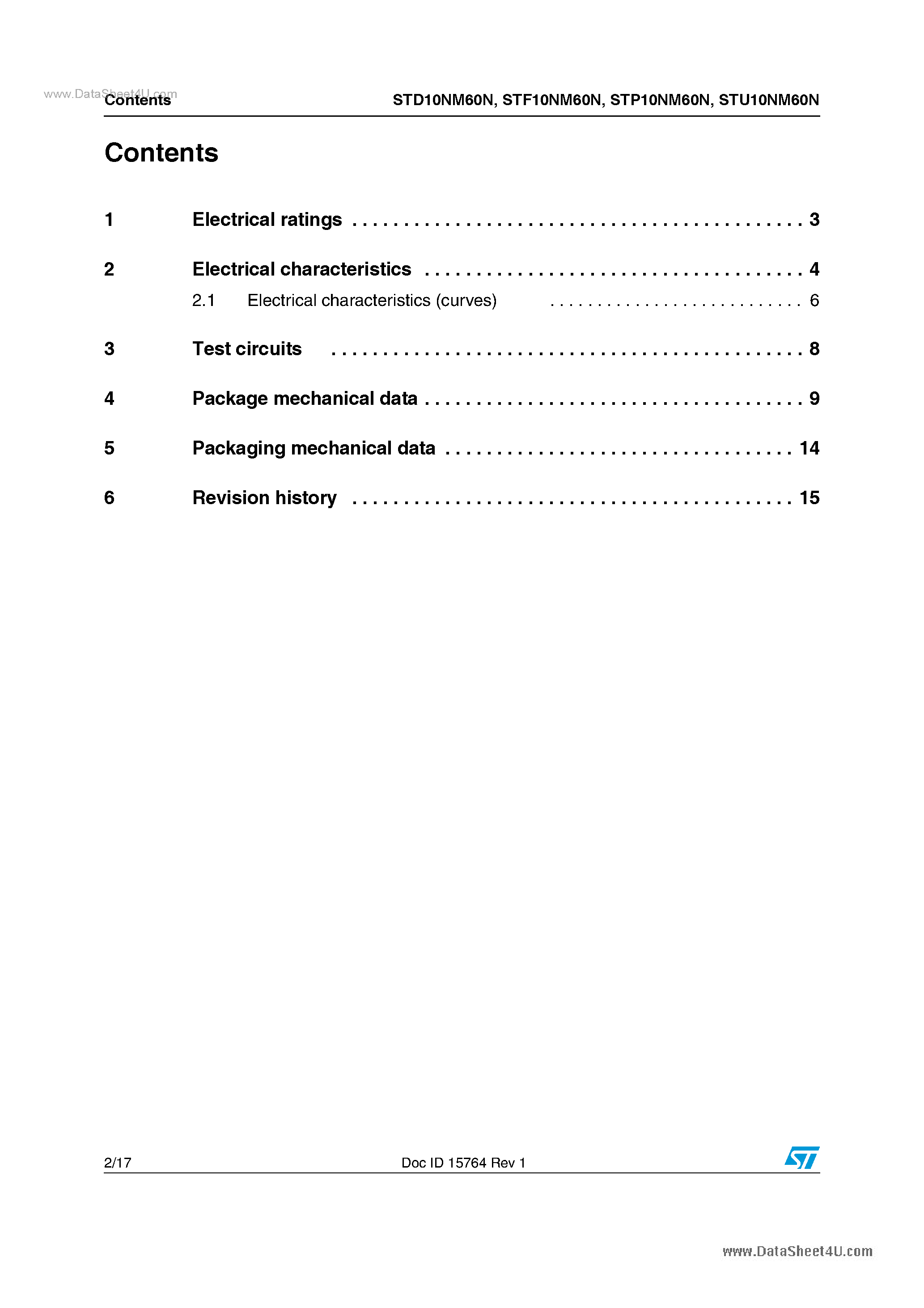 Datasheet STU10NM60N - Power MOSFETs page 2