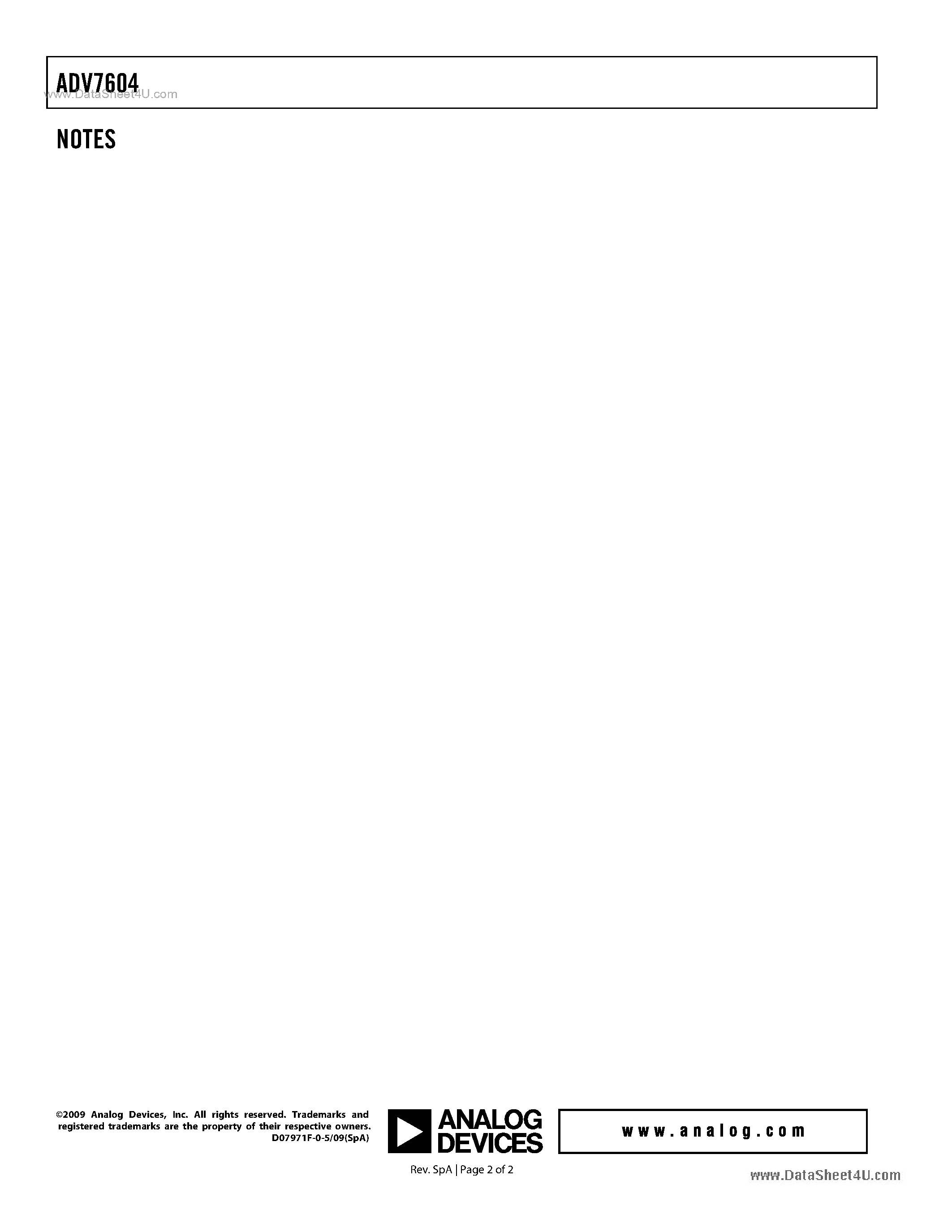 Даташит на микросхему ADV7604 страница 2 Даташит ADV7604 - Deep Color HDMI V1.3 Receiver страница 2