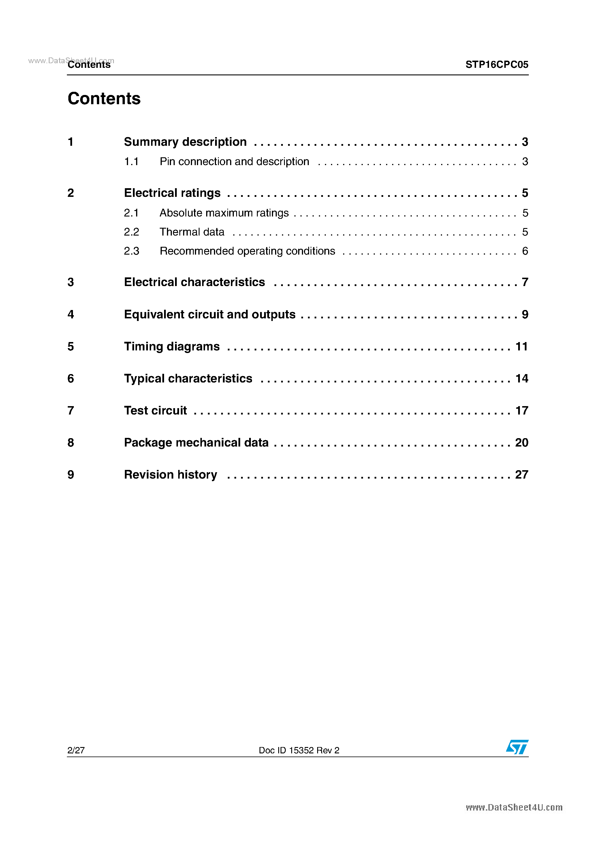 Datasheet STP16CPC05 - LED Driver page 2