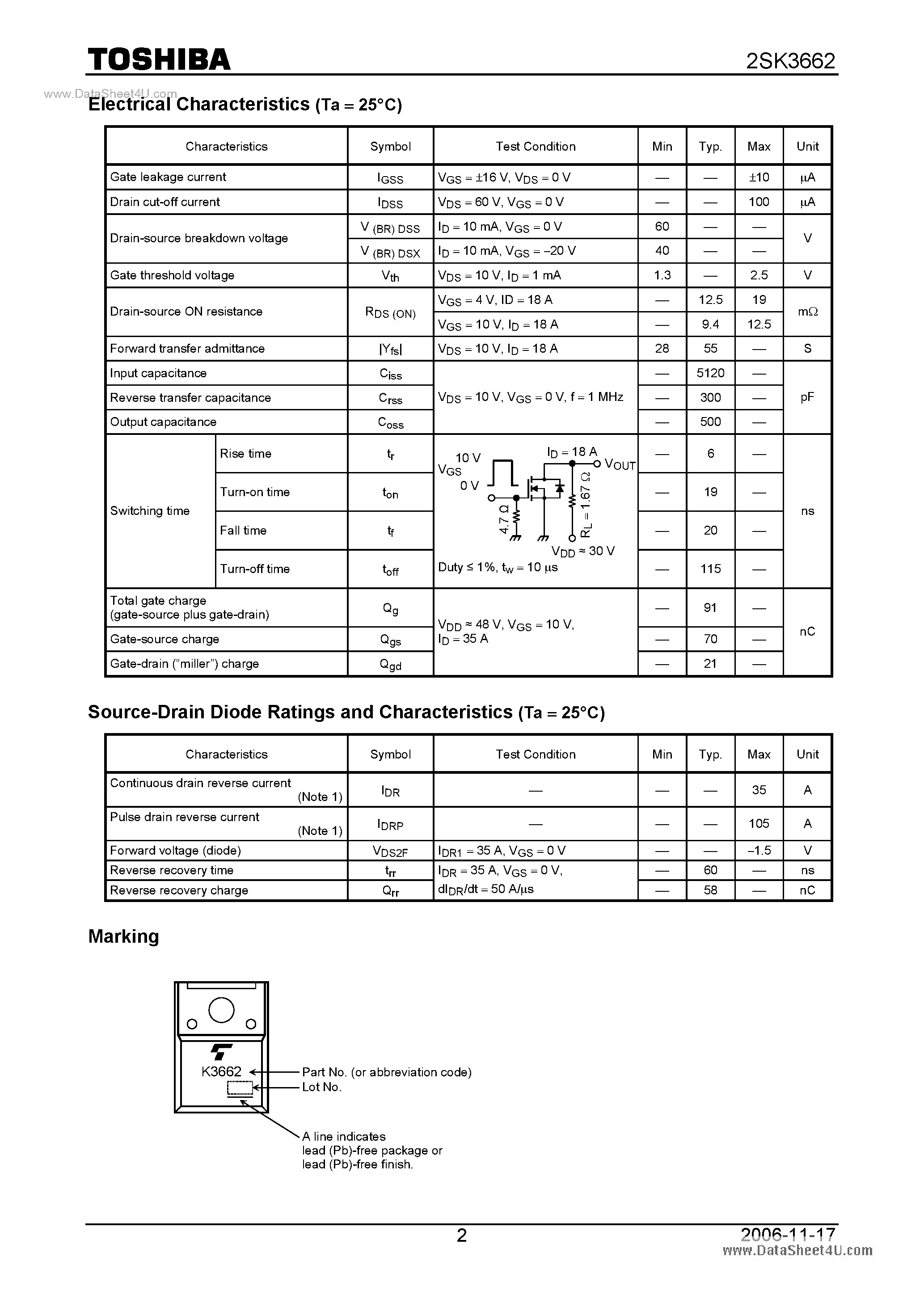 Datasheet K3662 - Search -----> 2SK3662 page 2