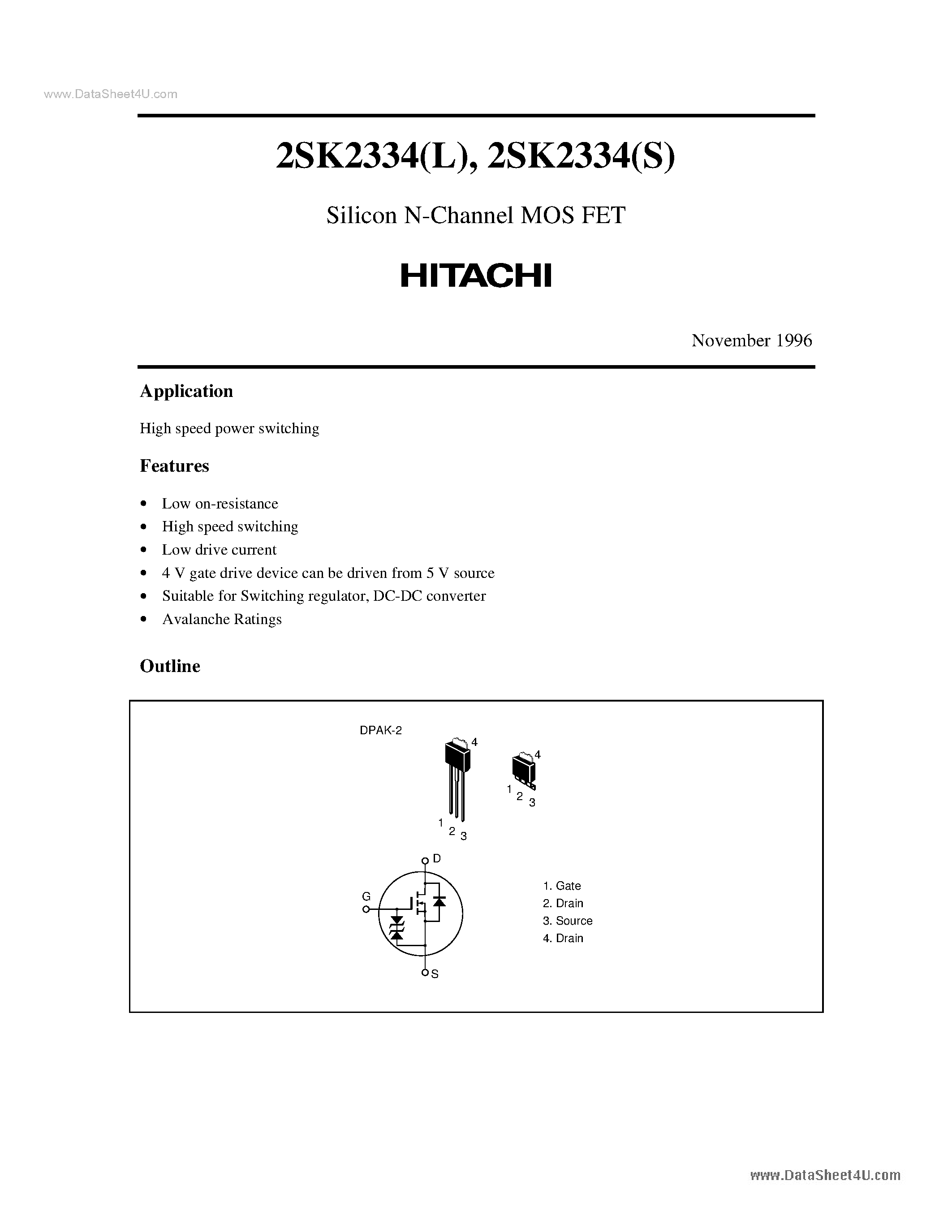 Datasheet K2334 - Search -----> 2SK2334 page 1