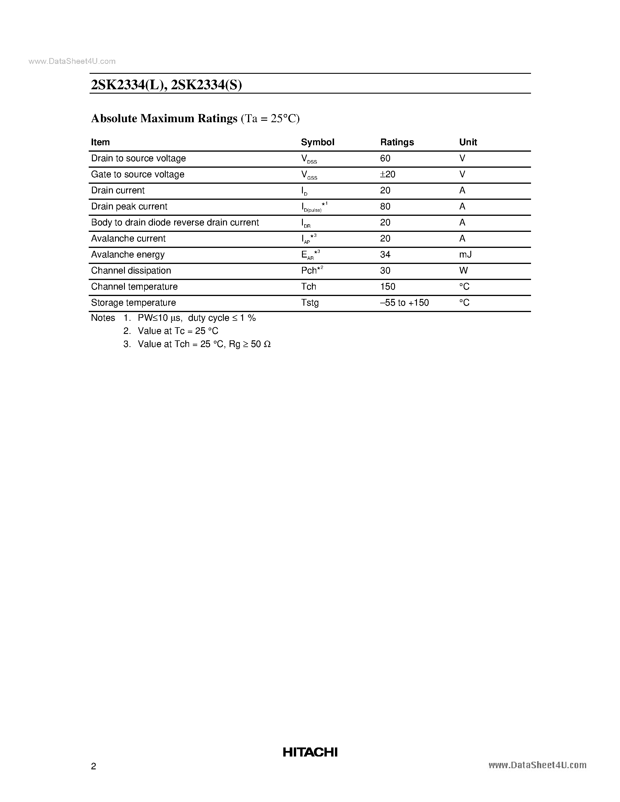 Datasheet K2334 - Search -----> 2SK2334 page 2