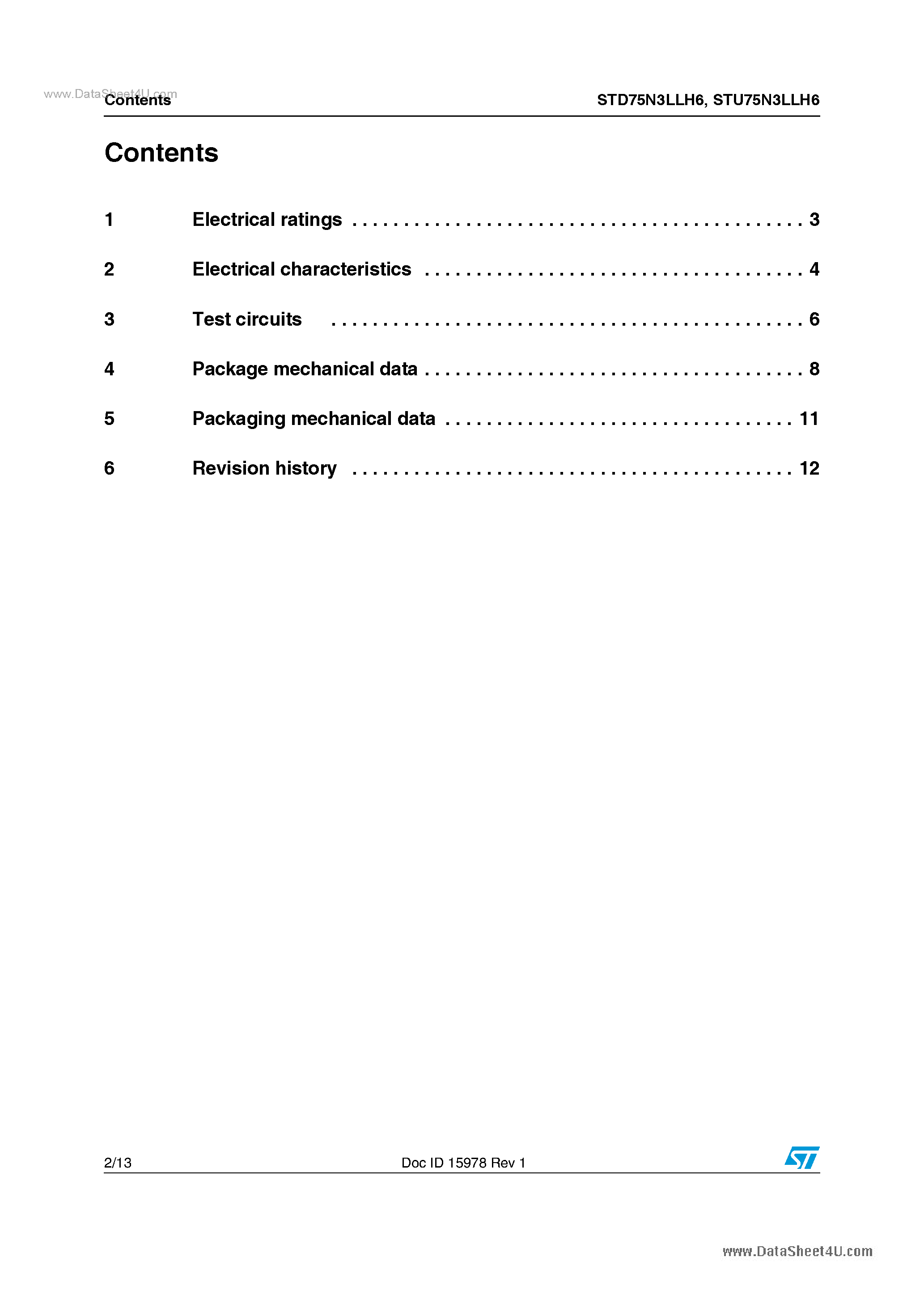 Datasheet STU75N3LLH6 - Power MOSFETs page 2