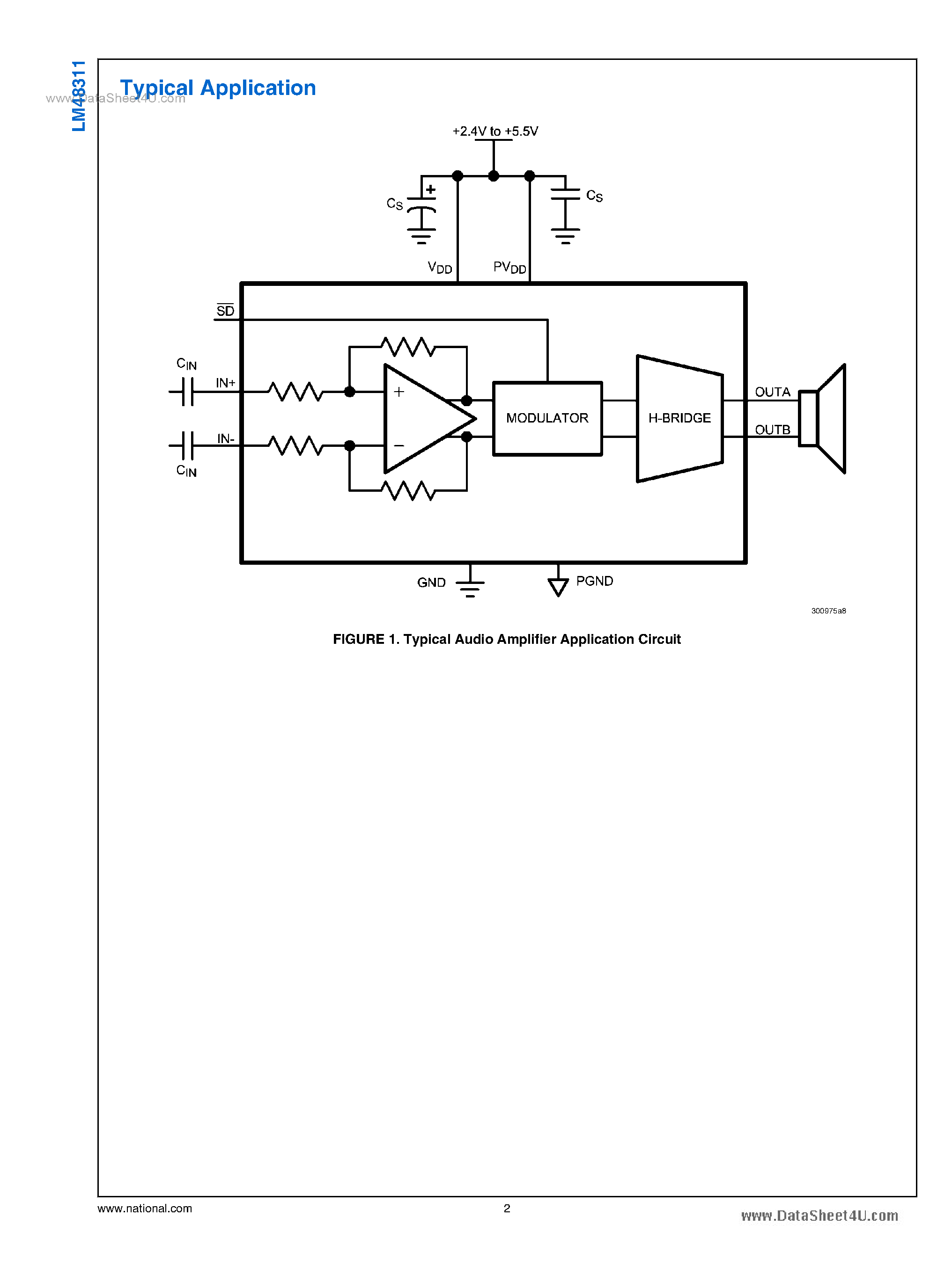 Даташит LM48311 - Class D Audio Power Amplifier страница 2