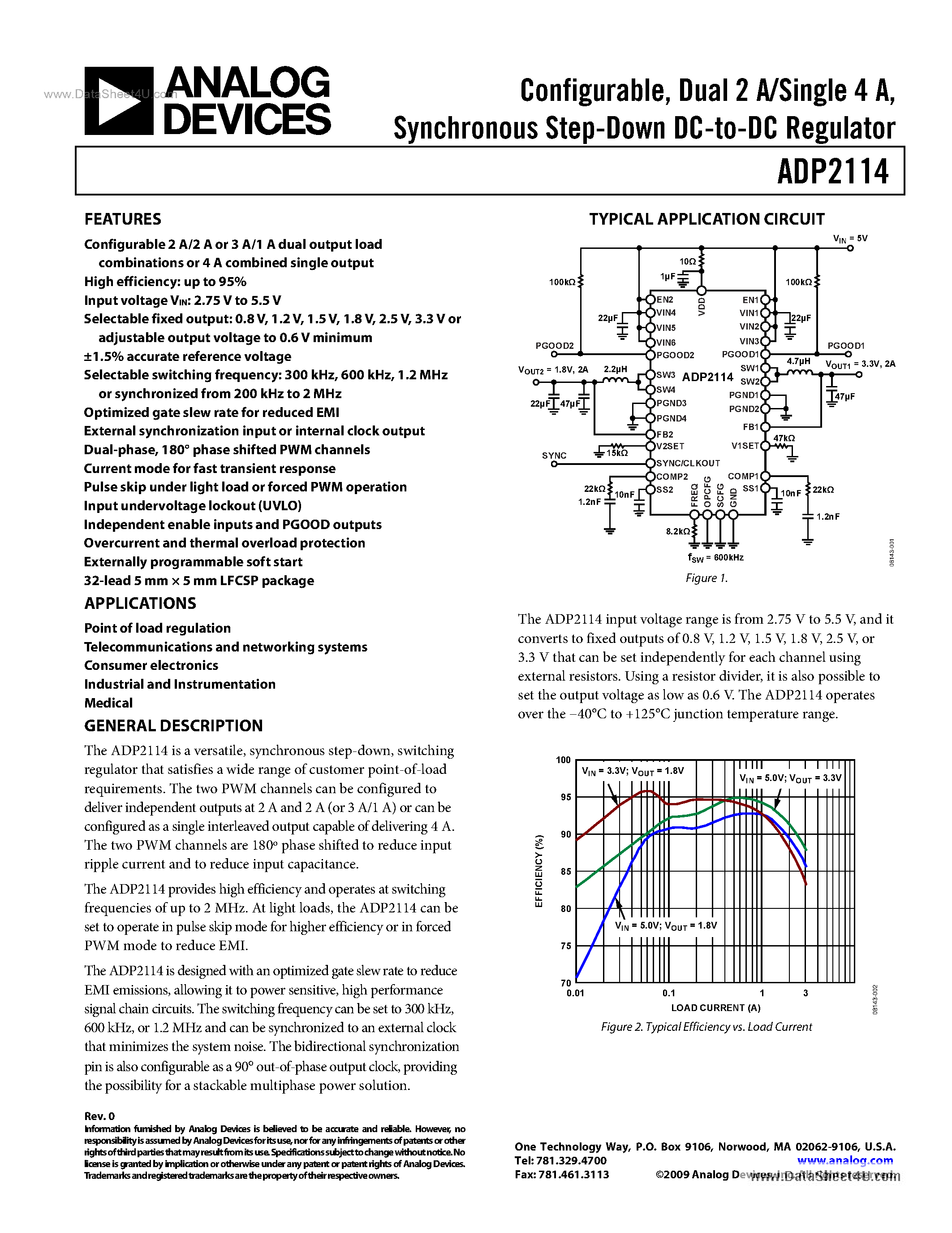 Даташит ADP2114 - Synchronous Step-Down DC-to-DC Regulator страница 1