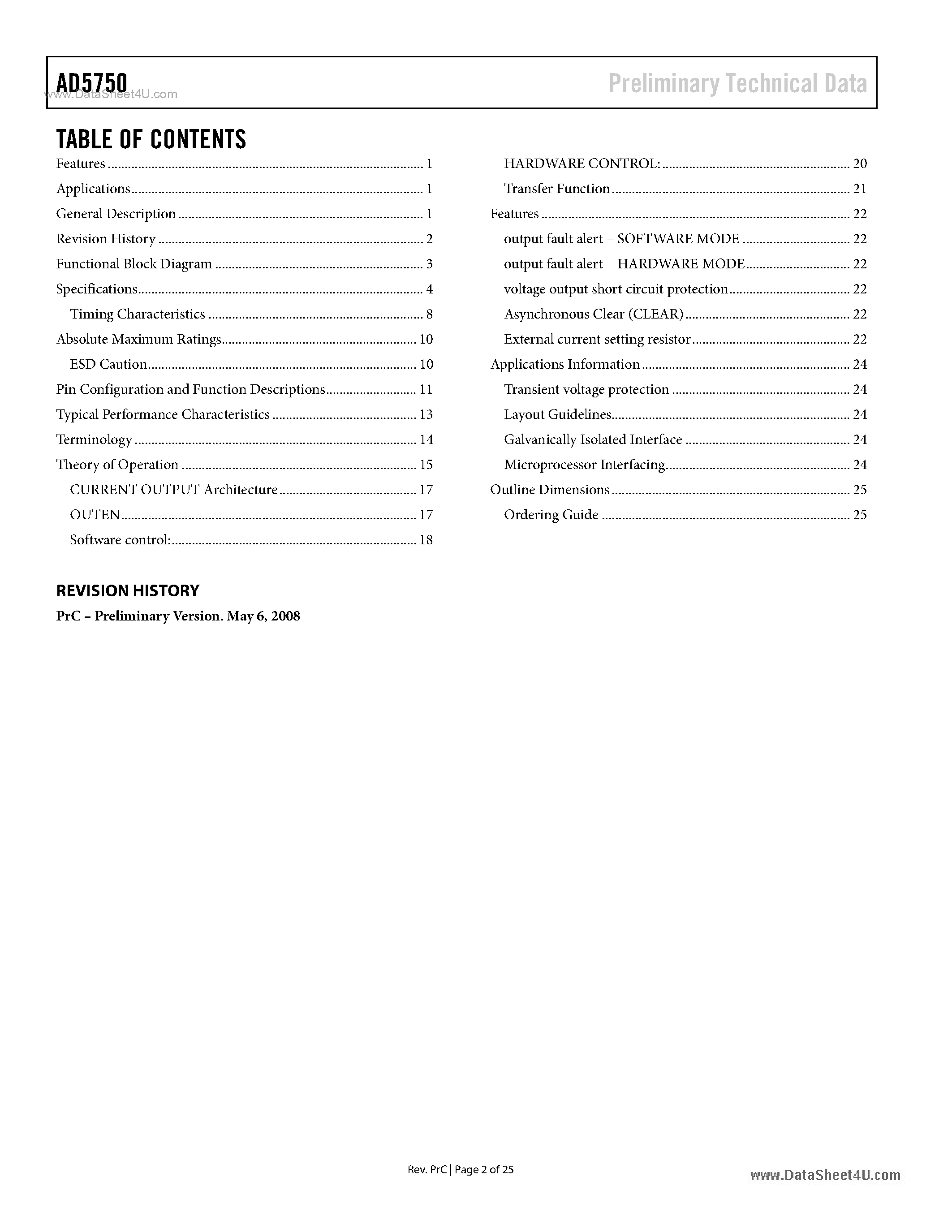 Datasheet AD5750 - Industrial Current/Voltage Output Driver page 2