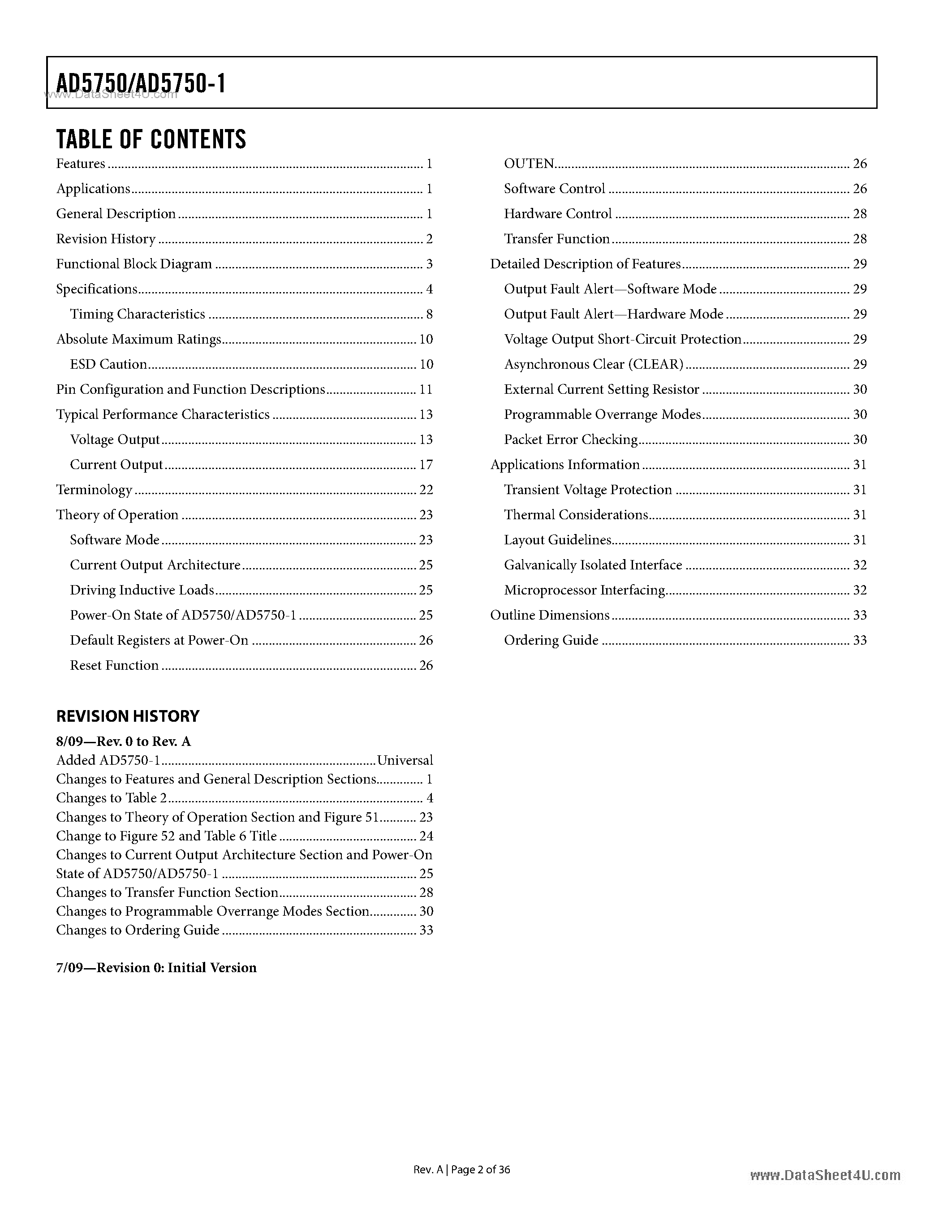 Datasheet AD5750 - Industrial Current/Voltage Output Driver page 2