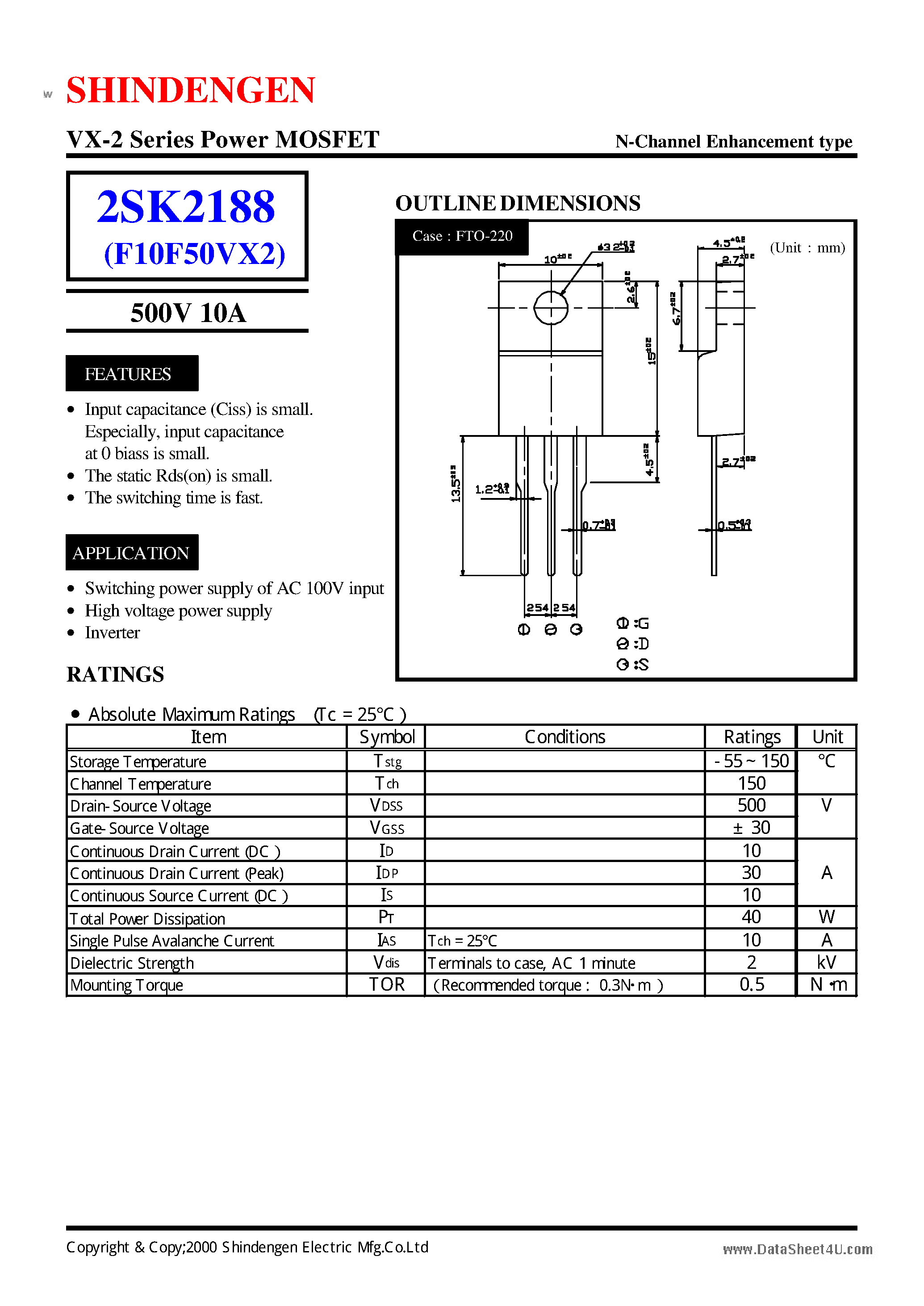 Datasheet K2188 - Search -----> 2SK2188 page 1