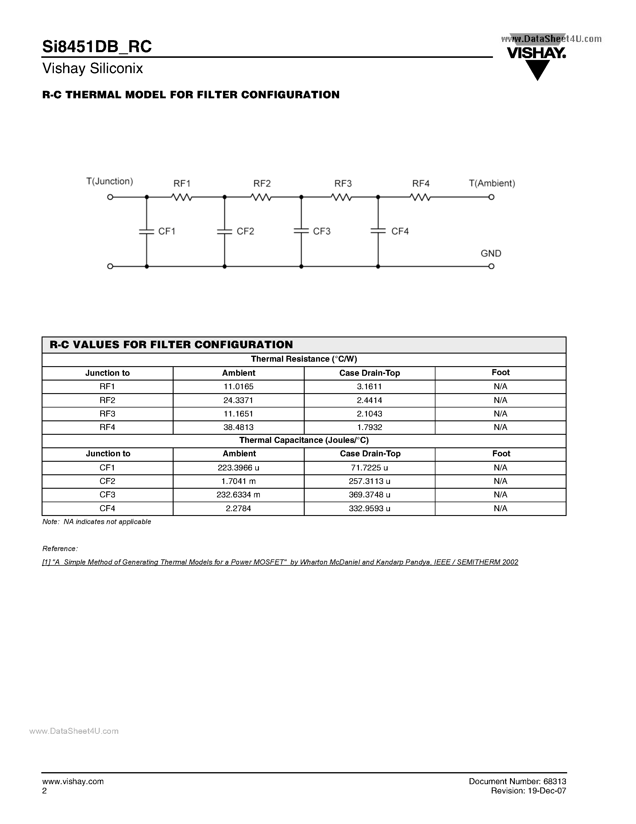 Даташит Si8451DB - P-Channel 20-V (D-S) MOSFET страница 2