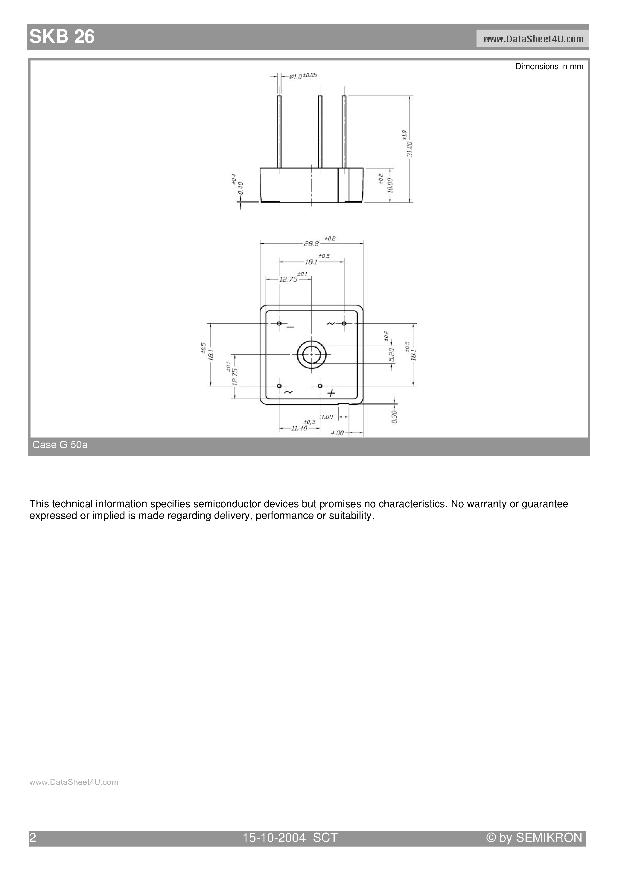 Datasheet SKB26 - Power Bridge Rectifiers page 2