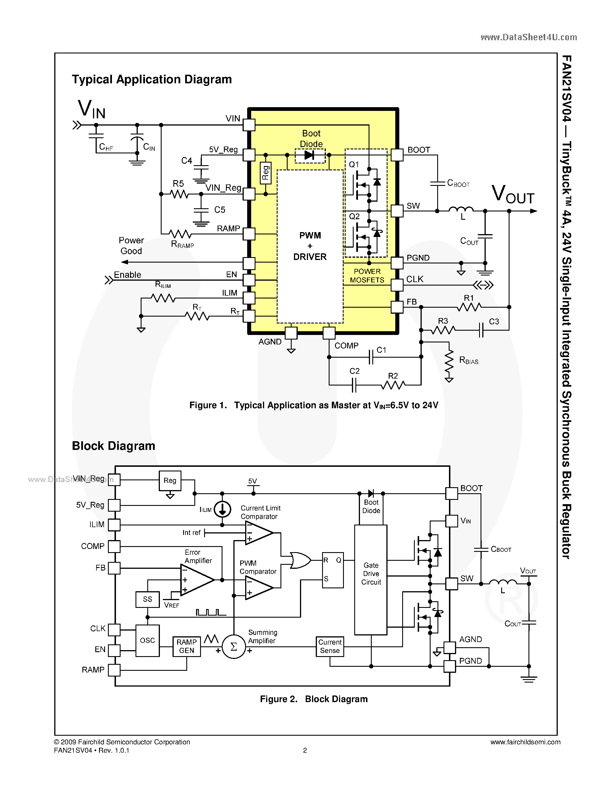 Даташит FAN21SV04 - 24V Single-Input Integrated Synchronous Buck Regulator страница 2