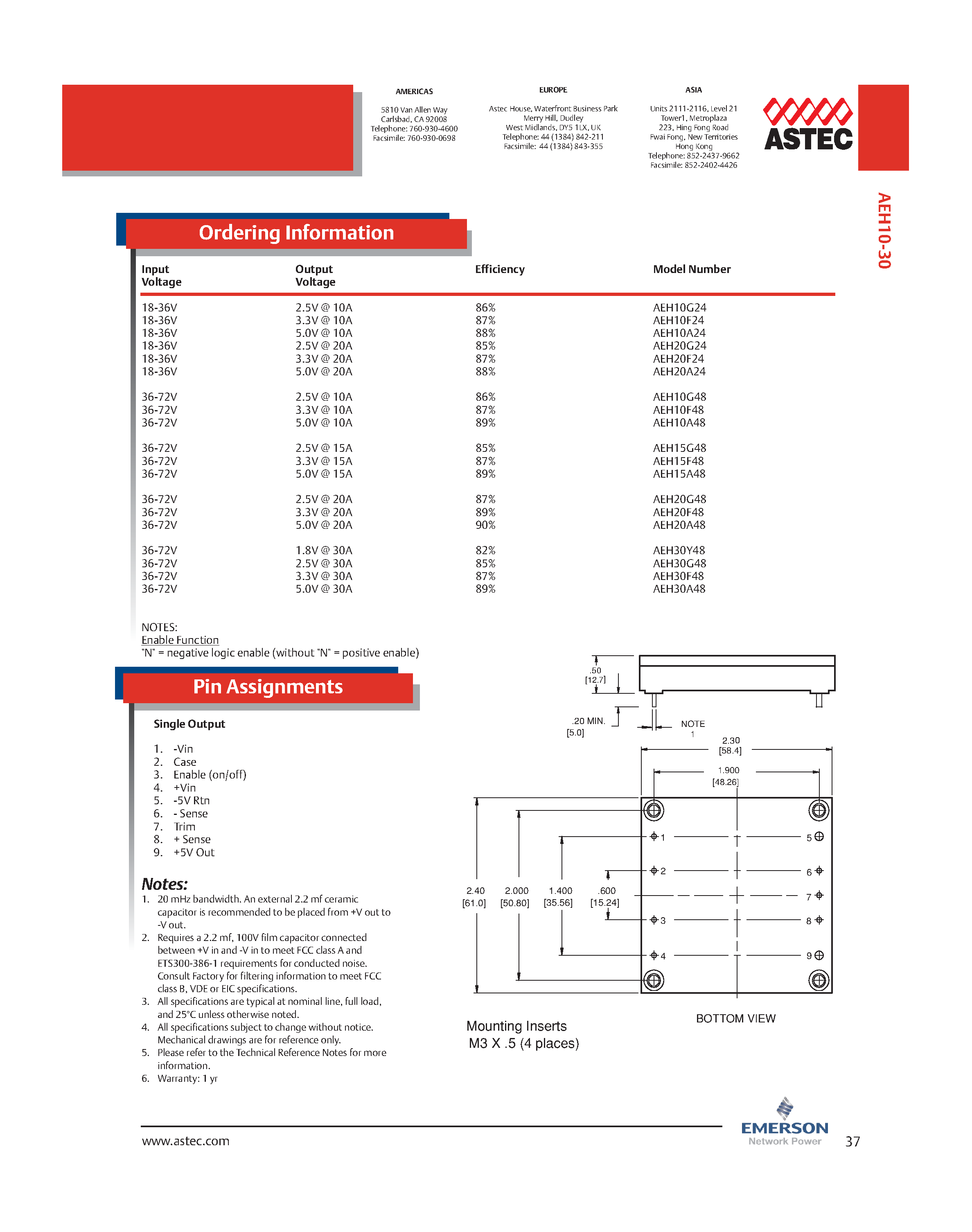 Datasheet AEH30B48-L - DC-DC / Industry Standard Isolated Half Brick page 2