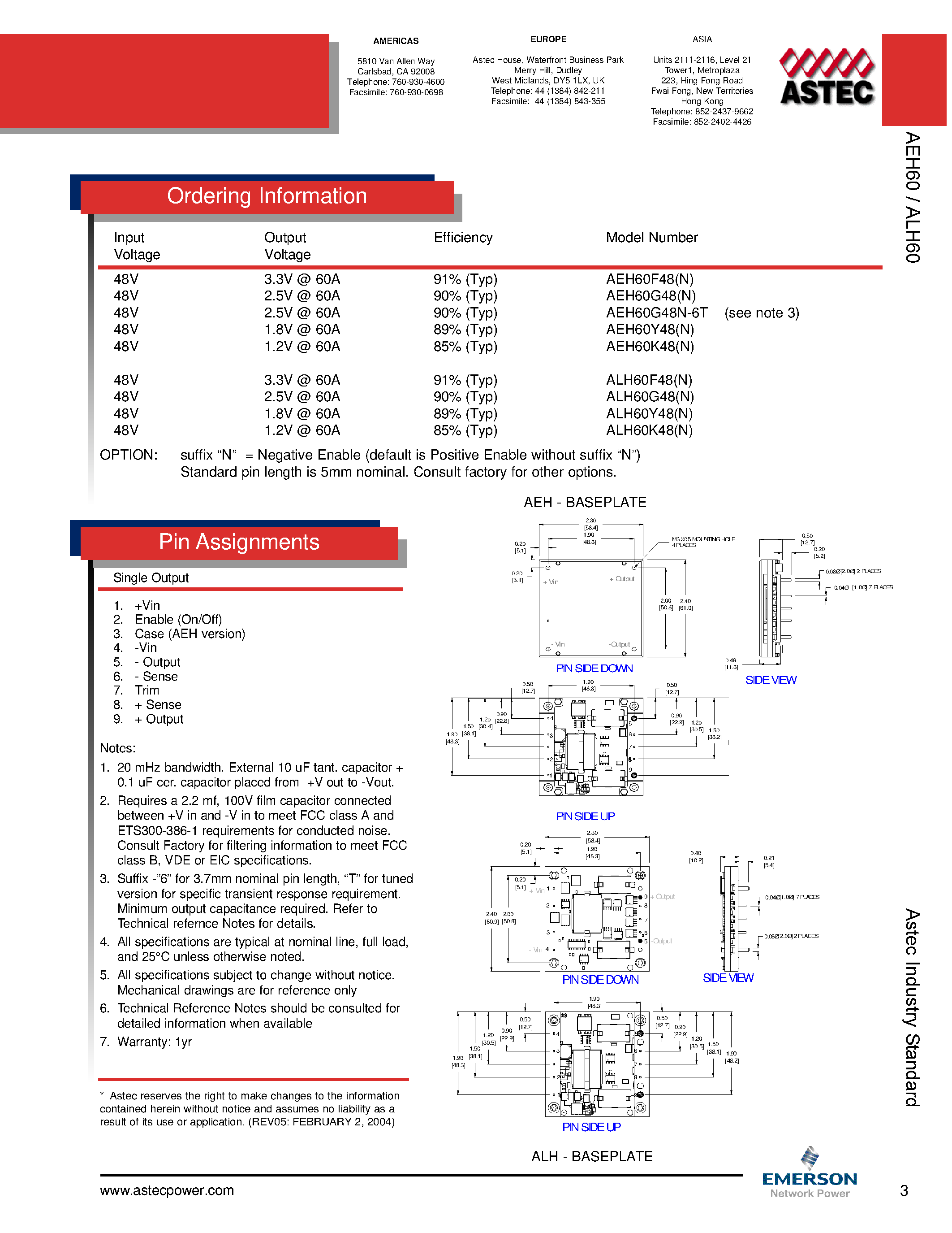 Datasheet AEH60F48-L - DC-DC / Industry Standard Isolated Half Brick page 2