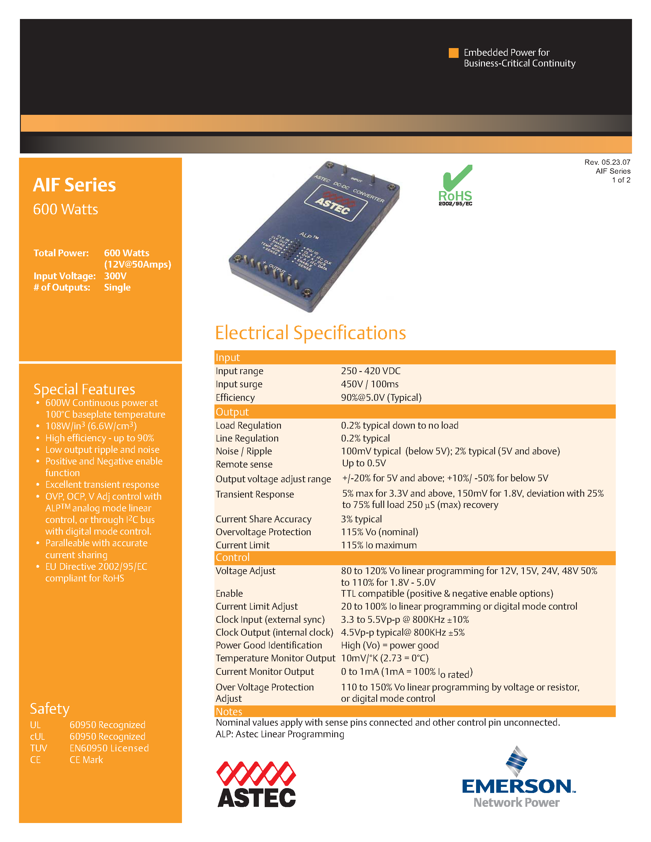 Datasheet AIF120F300-L - DC-DC / High Voltage Full Brick page 1