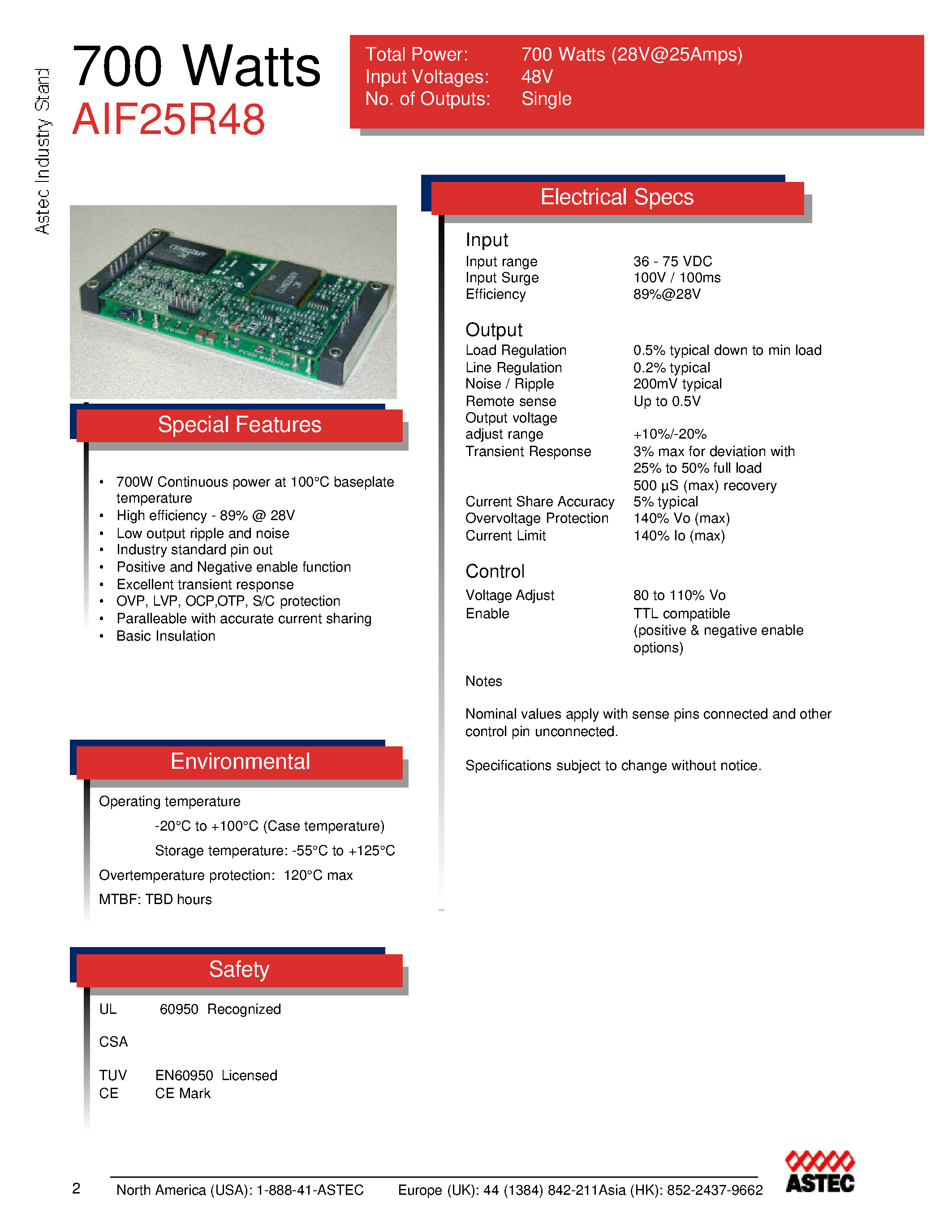 Даташит AIF25R48-6 - DC-DC / High Voltage Full Brick страница 1