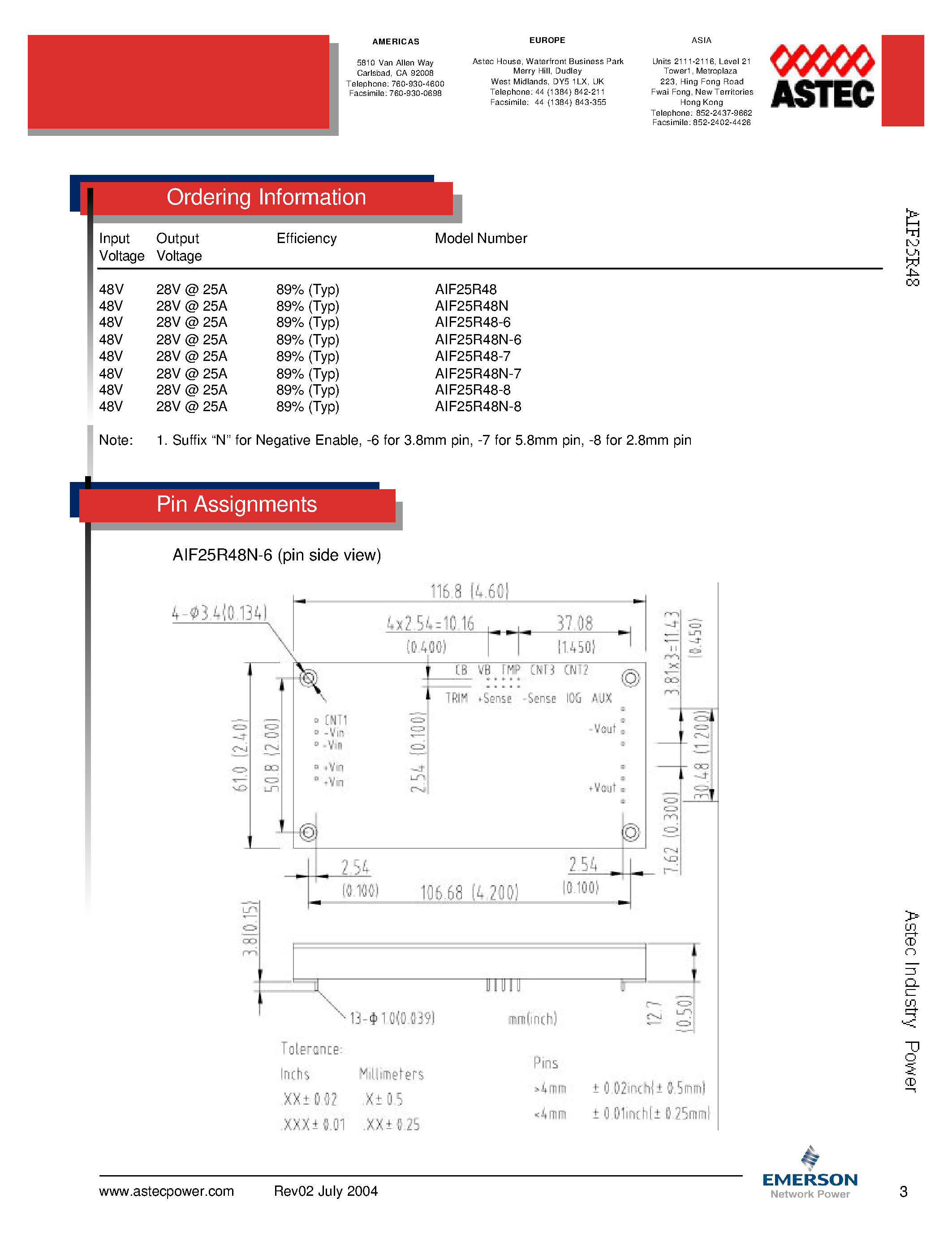 Даташит AIF25R48-6 - DC-DC / High Voltage Full Brick страница 2