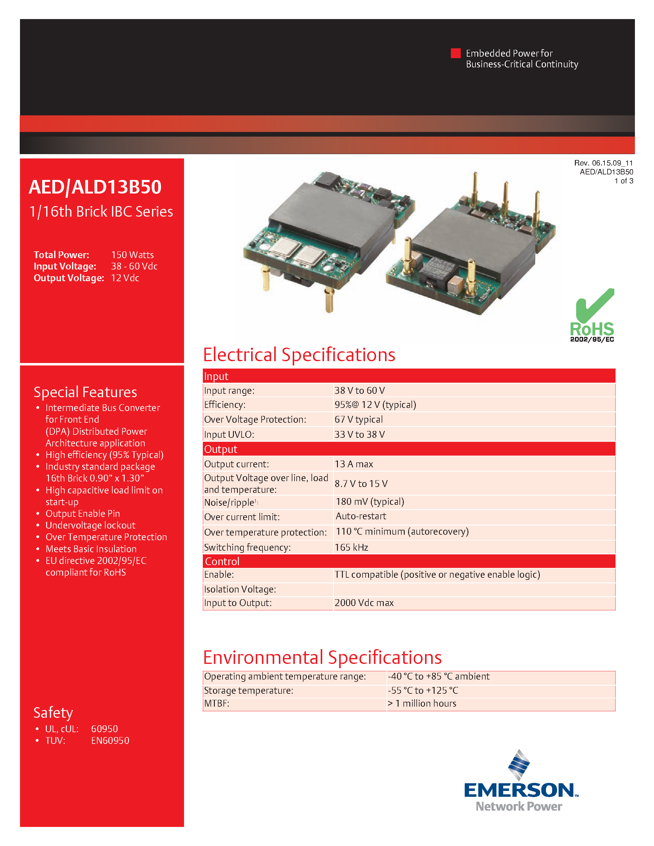 Datasheet ALD13B50-L - DC-DC / Intermediate Bus Converter page 1