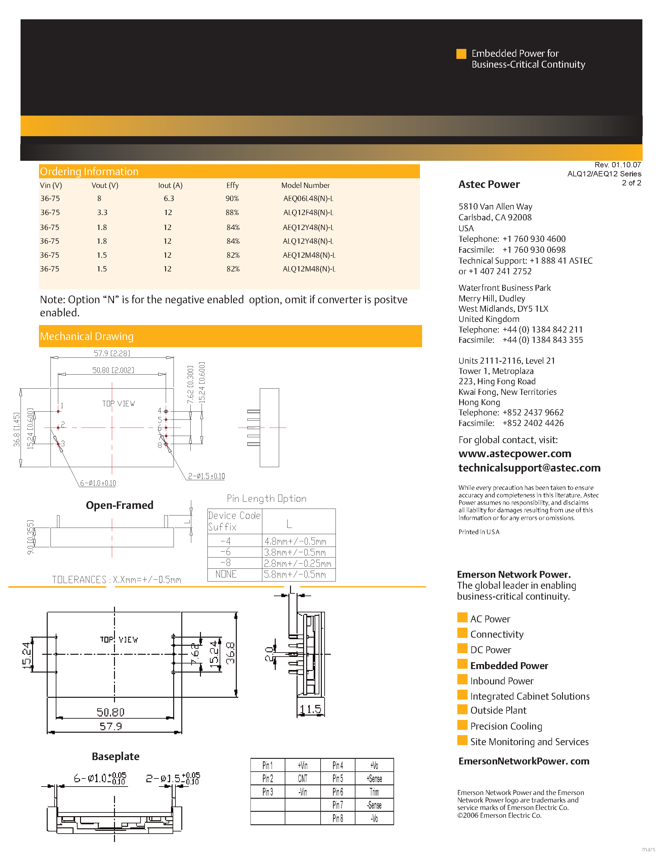 Datasheet ALQ12K48N-L - DC-DC / Industry Standard Isolated Quarter Brick page 2