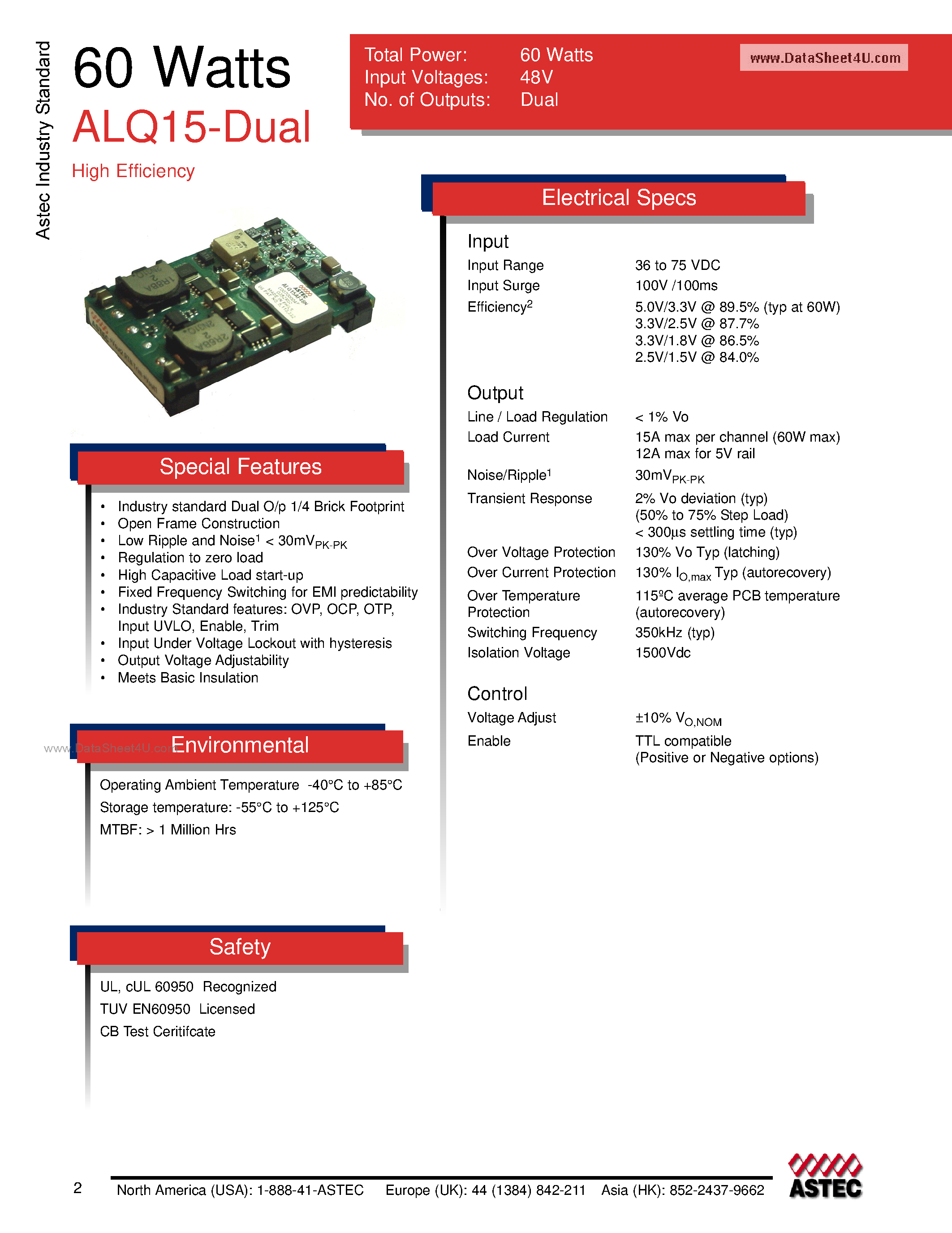 Datasheet ALQ15AF48-L - DC-DC / Industry Standard Isolated Quarter Brick page 1