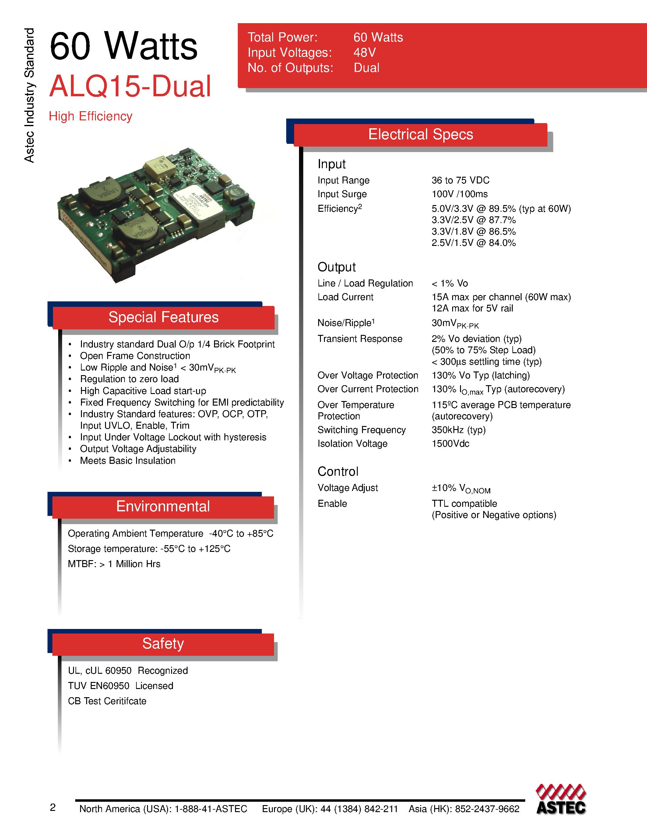 Даташит ALQ15FG48-6 - DC-DC / Industry Standard Isolated Quarter Brick страница 1