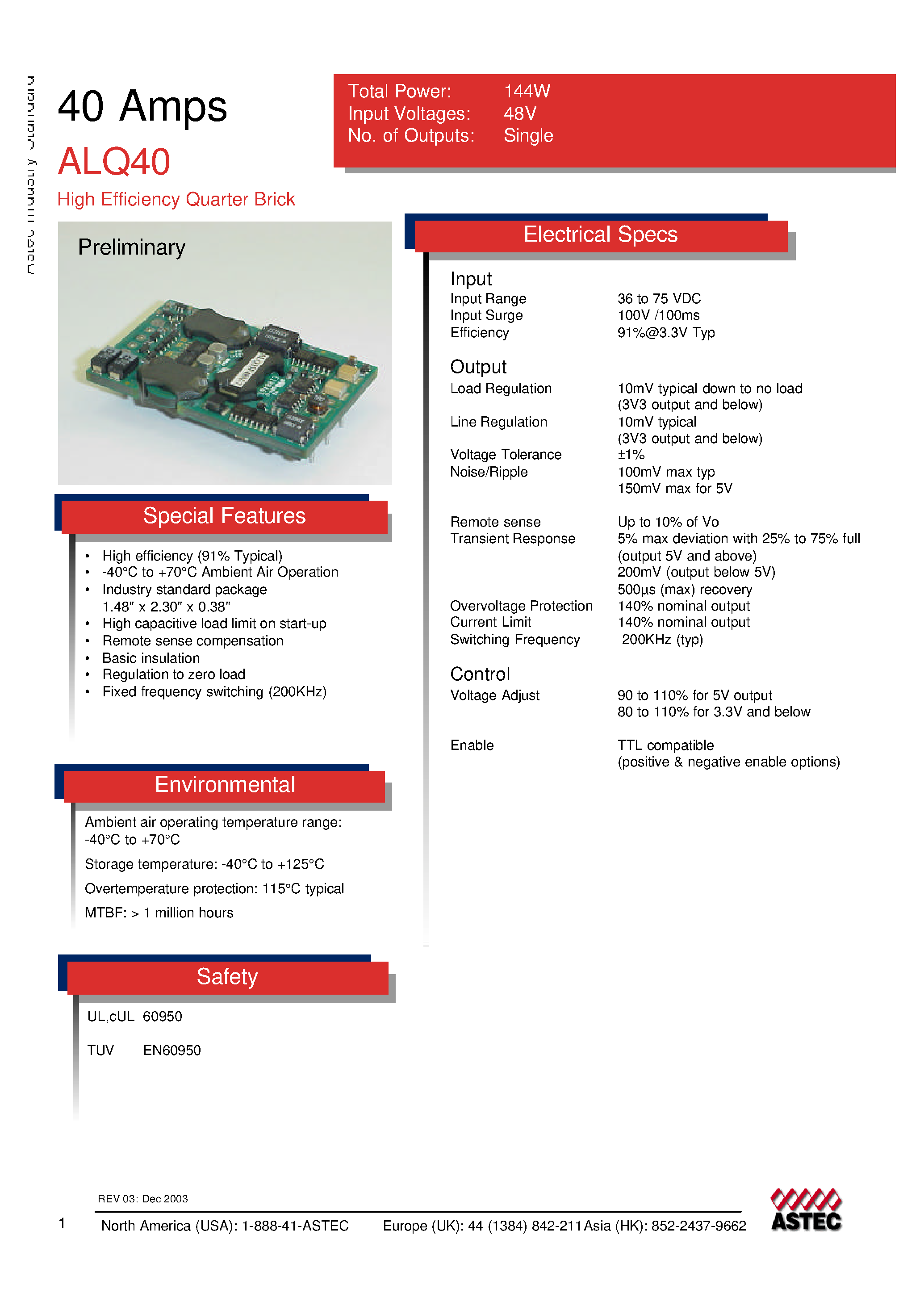 Datasheet ALQ25A48-L - DC-DC / Industry Standard Isolated Quarter Brick page 1