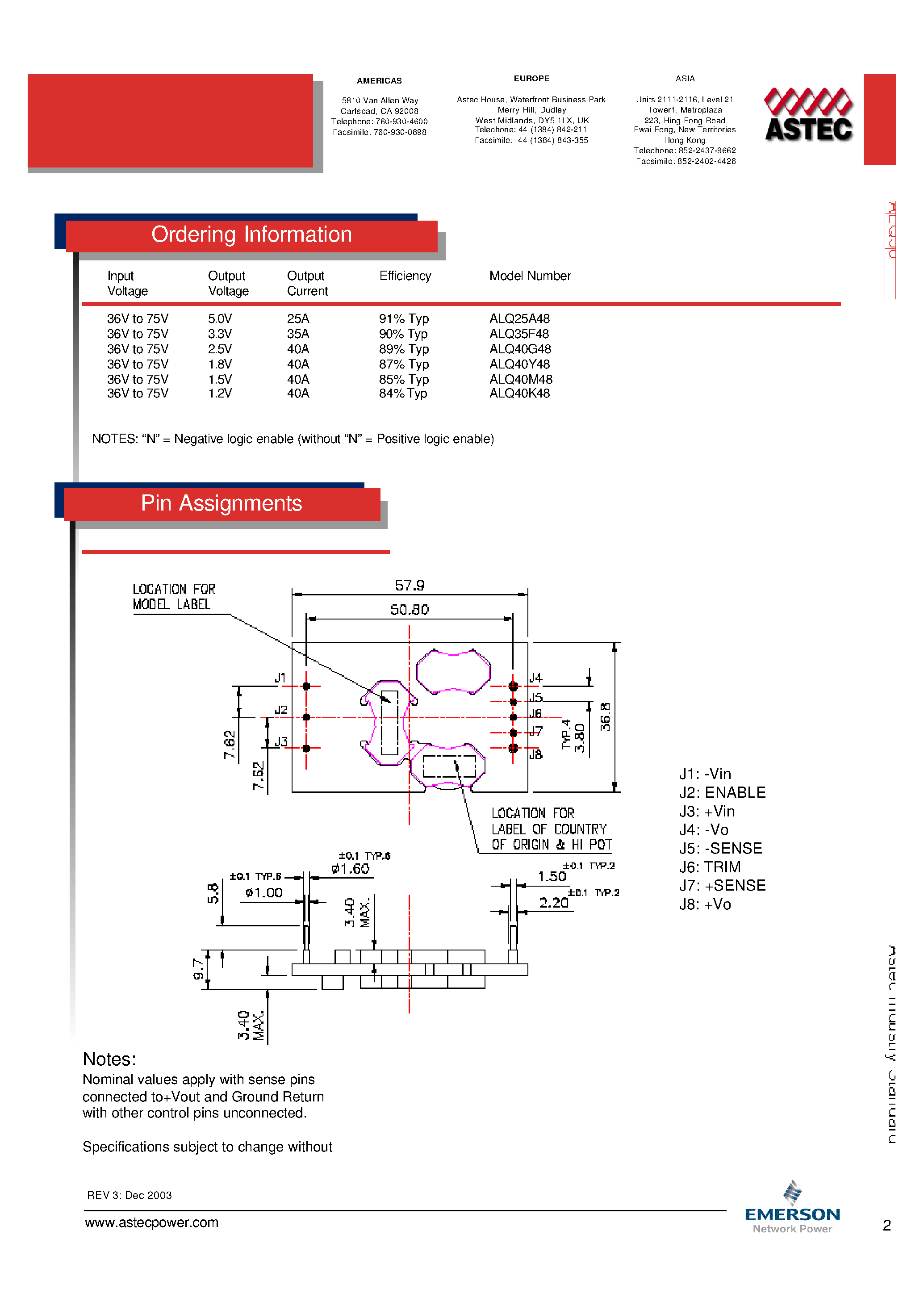 Datasheet ALQ25A48-L - DC-DC / Industry Standard Isolated Quarter Brick page 2