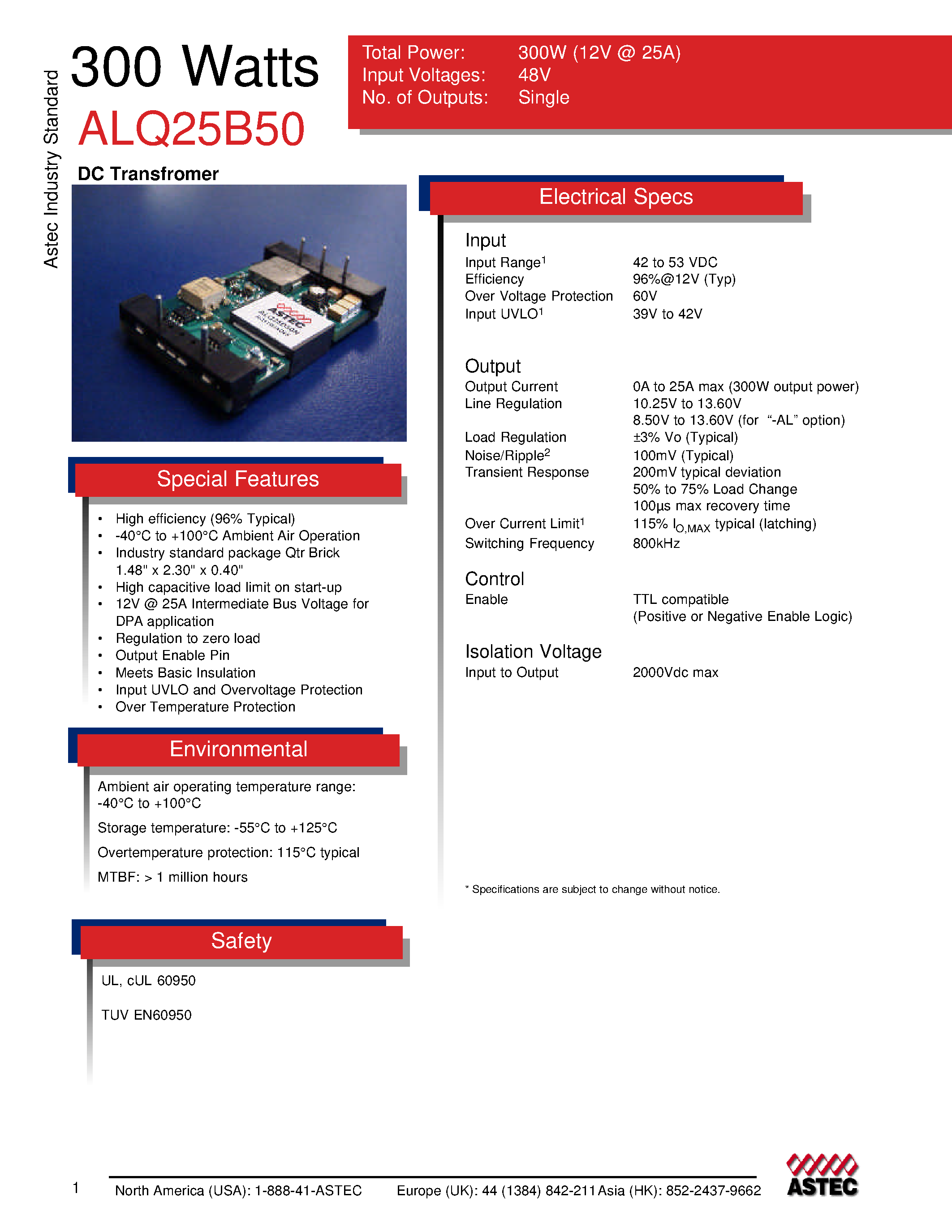 Datasheet ALQ25B50-L - DC-DC / Industry Standard Isolated Quarter Brick page 1