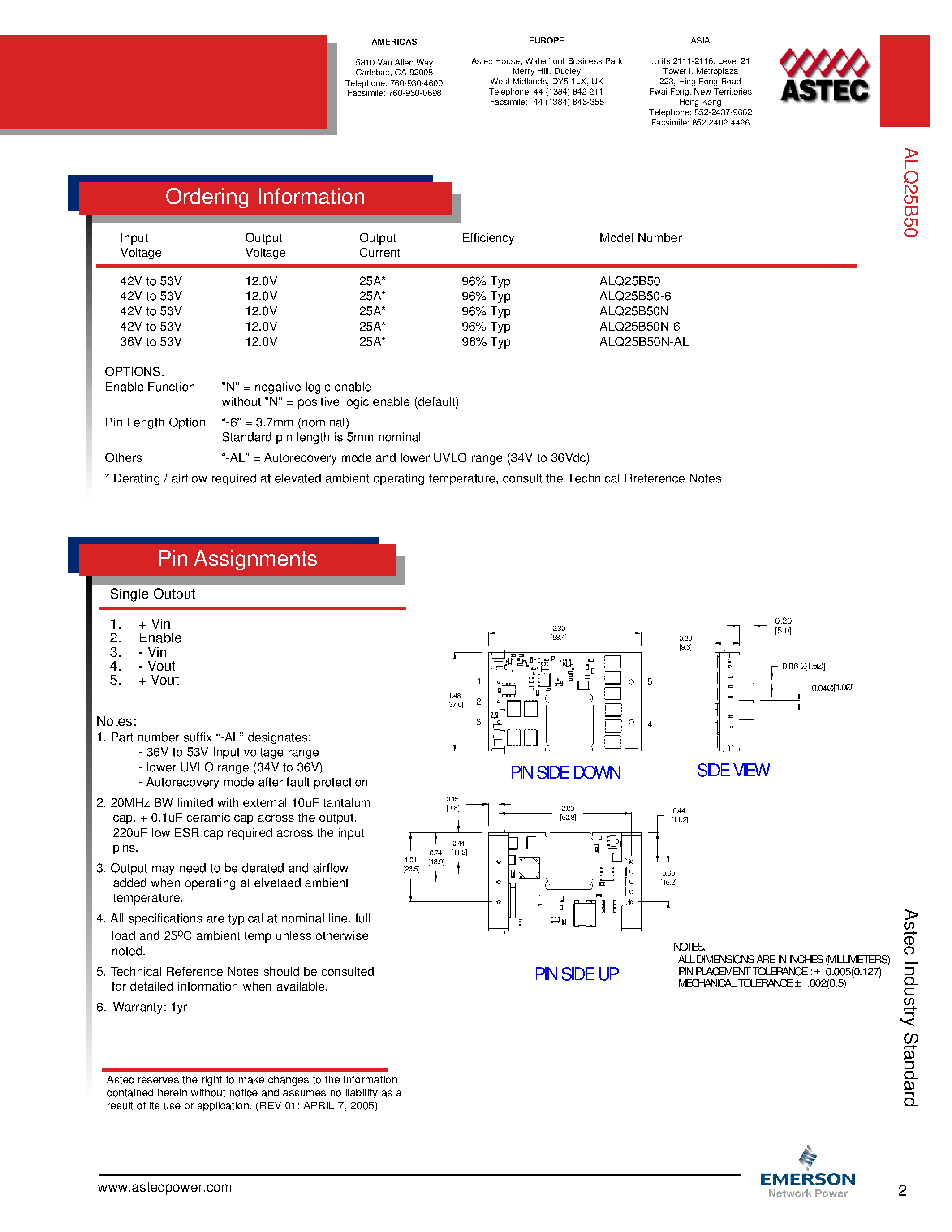 Datasheet ALQ25B50-L - DC-DC / Industry Standard Isolated Quarter Brick page 2