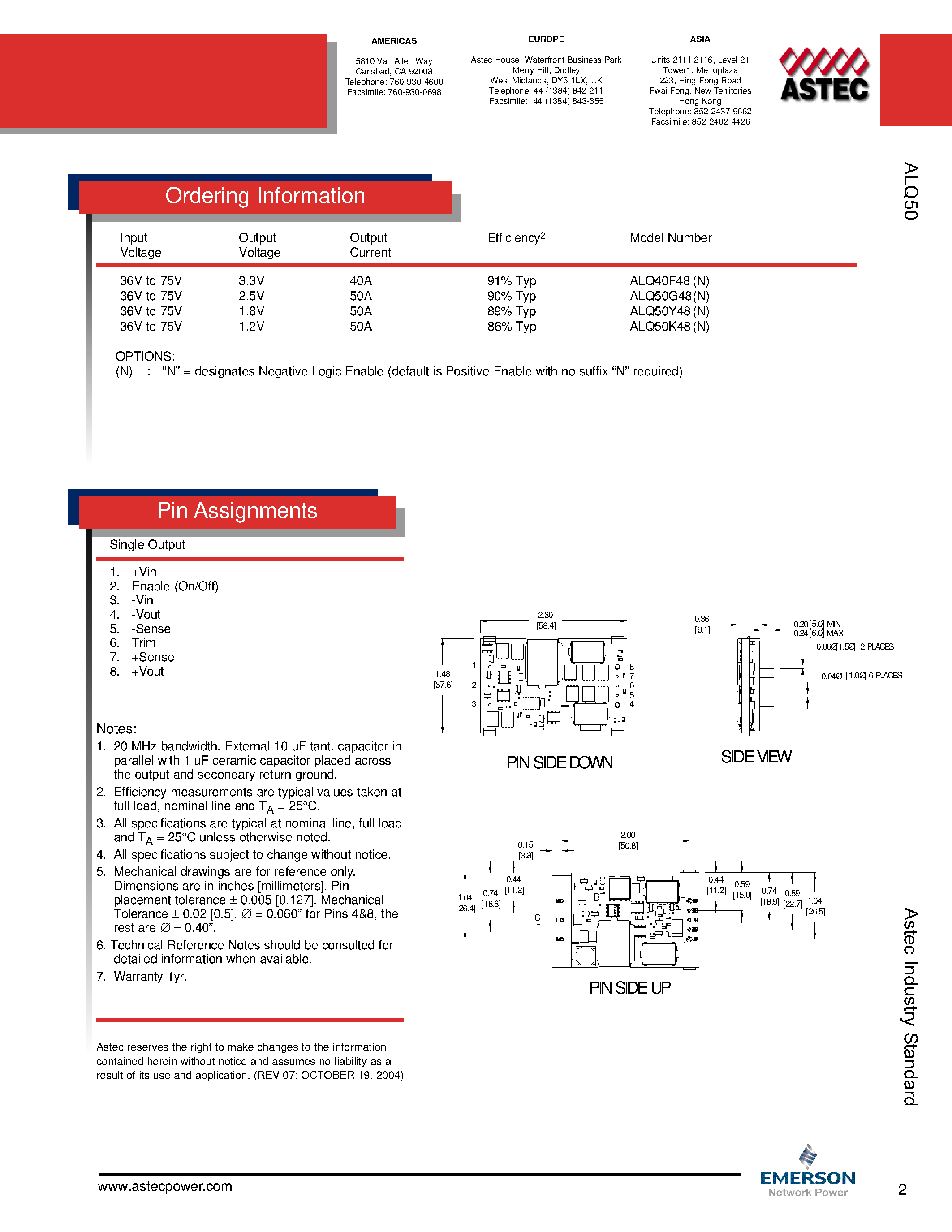 Datasheet ALQ40F48-L - DC-DC / Industry Standard Isolated Quarter Brick page 2